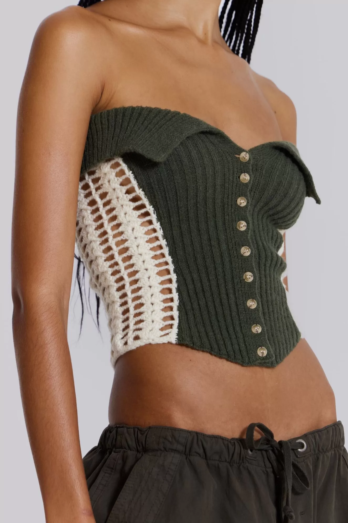 New Akio Knitted Corset Top Women Knitwear