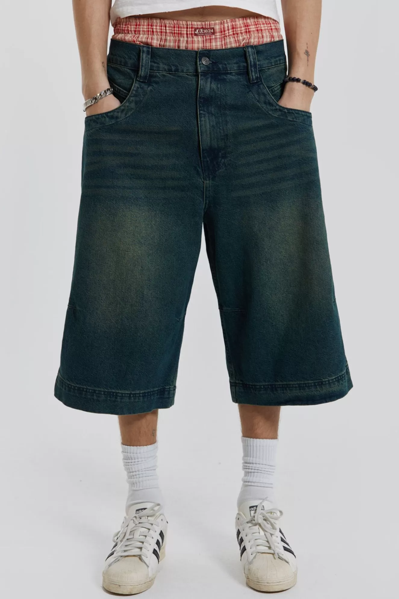 Fashion Axle Sandblast Denim Jorts Men Jorts