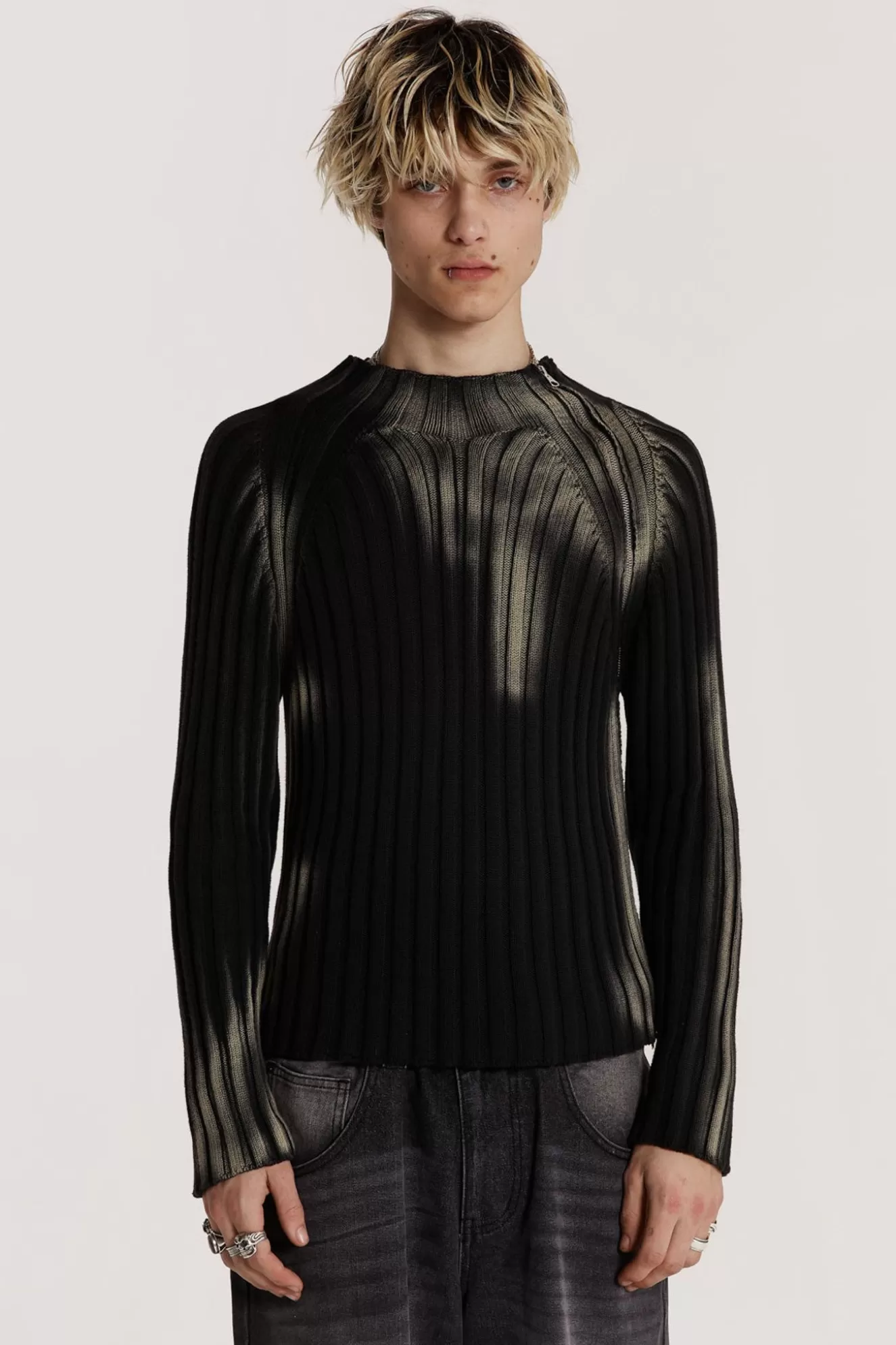 Sale Black Luster Asymmetric Knit Men Knitwear