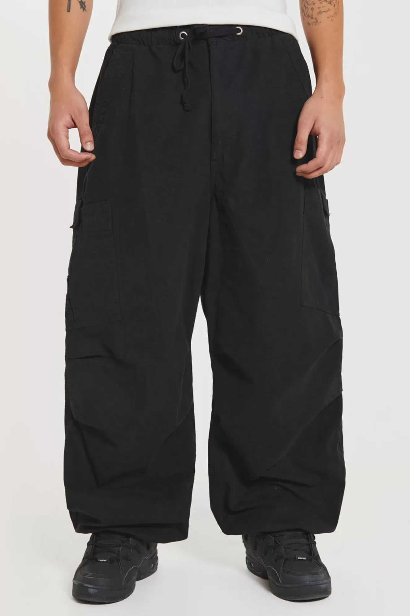 Shop Black Parachute Cargo Pants Men Parachute Pants