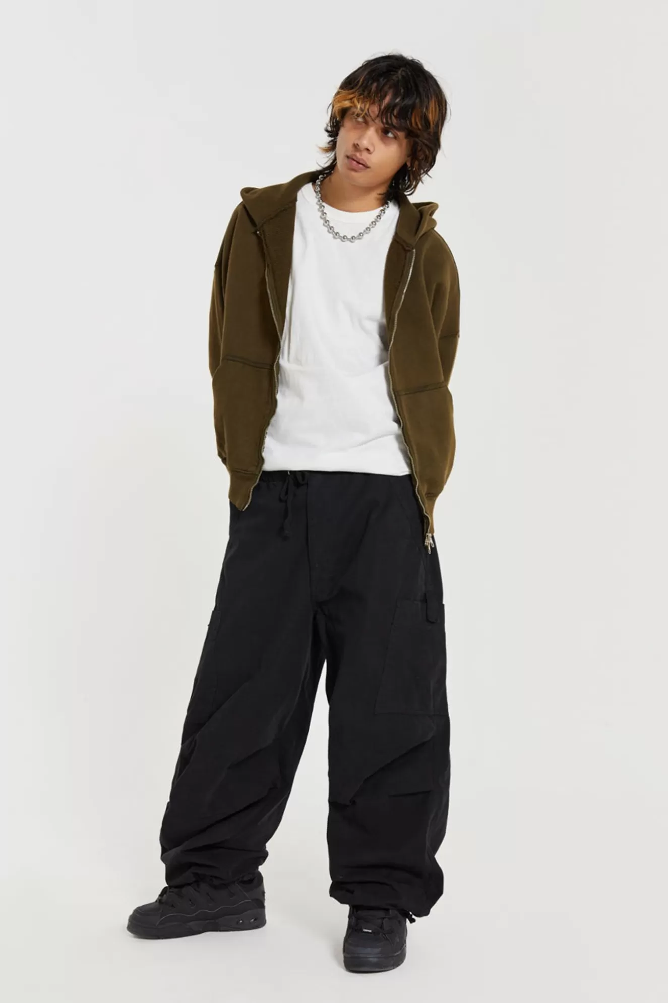 Shop Black Parachute Cargo Pants Men Parachute Pants