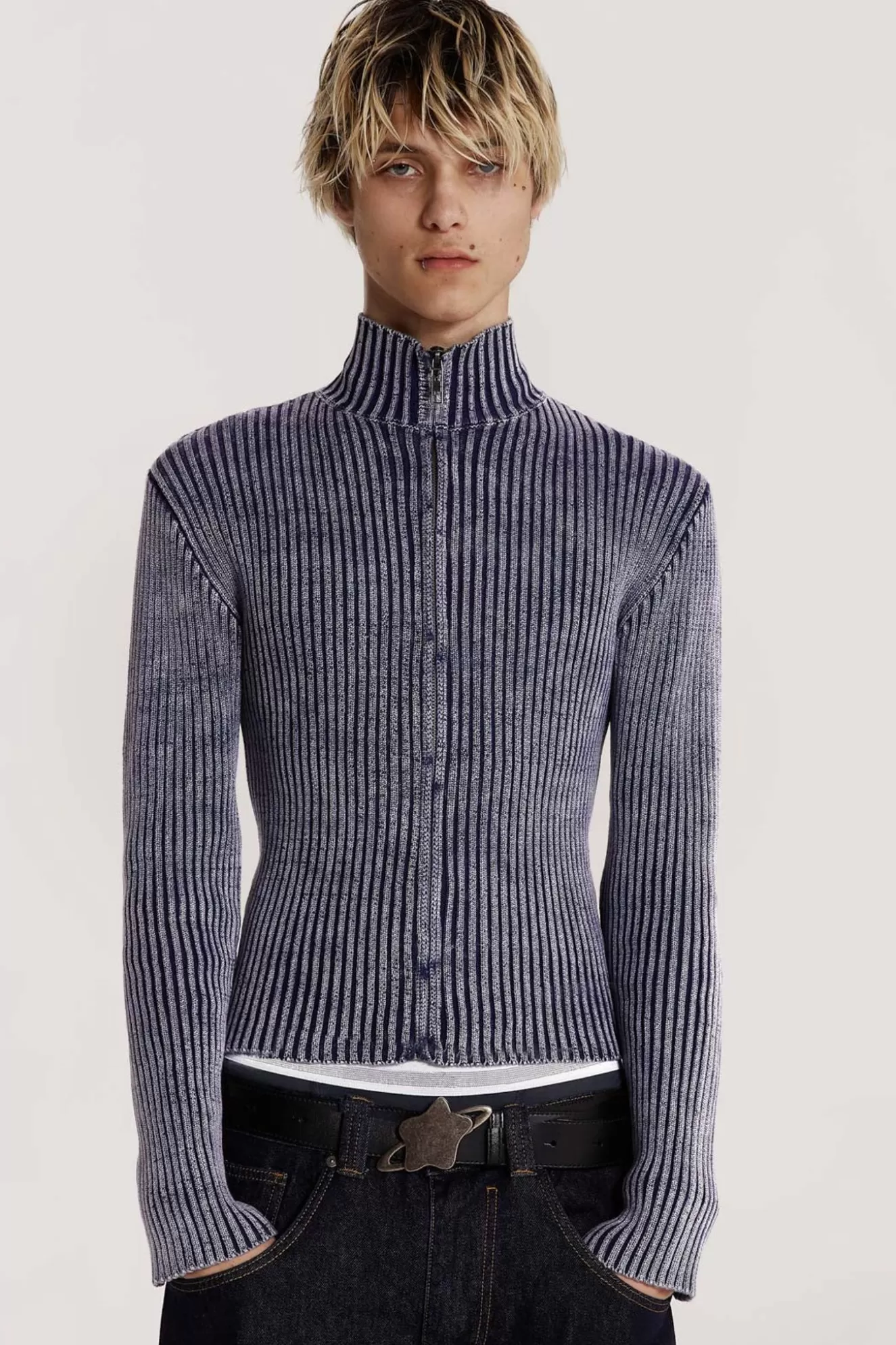 Best Blue Lucid Knit Track Top Men Outerwear