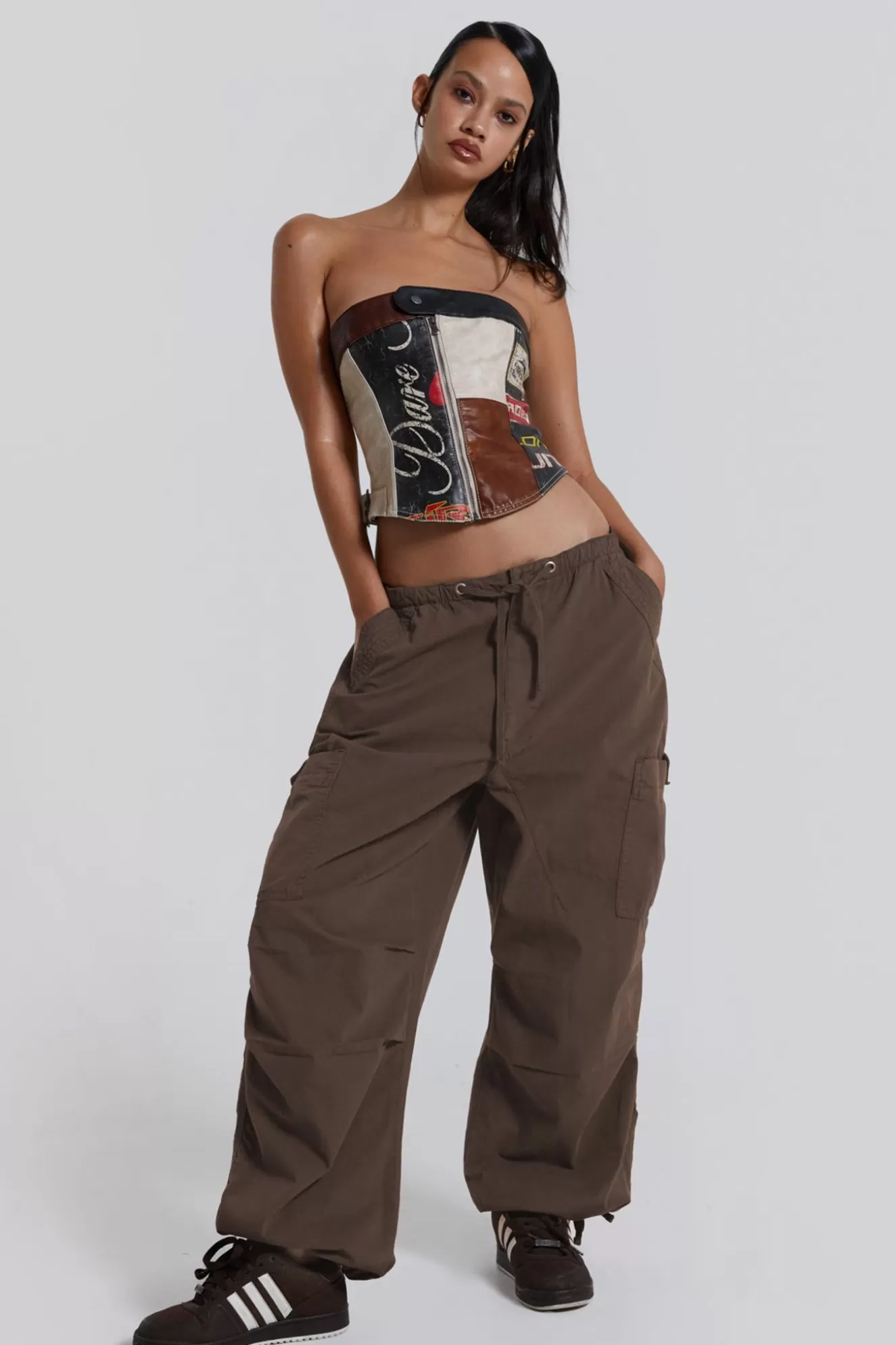 New Brown Parachute Cargo Pants Women Trousers & Pants