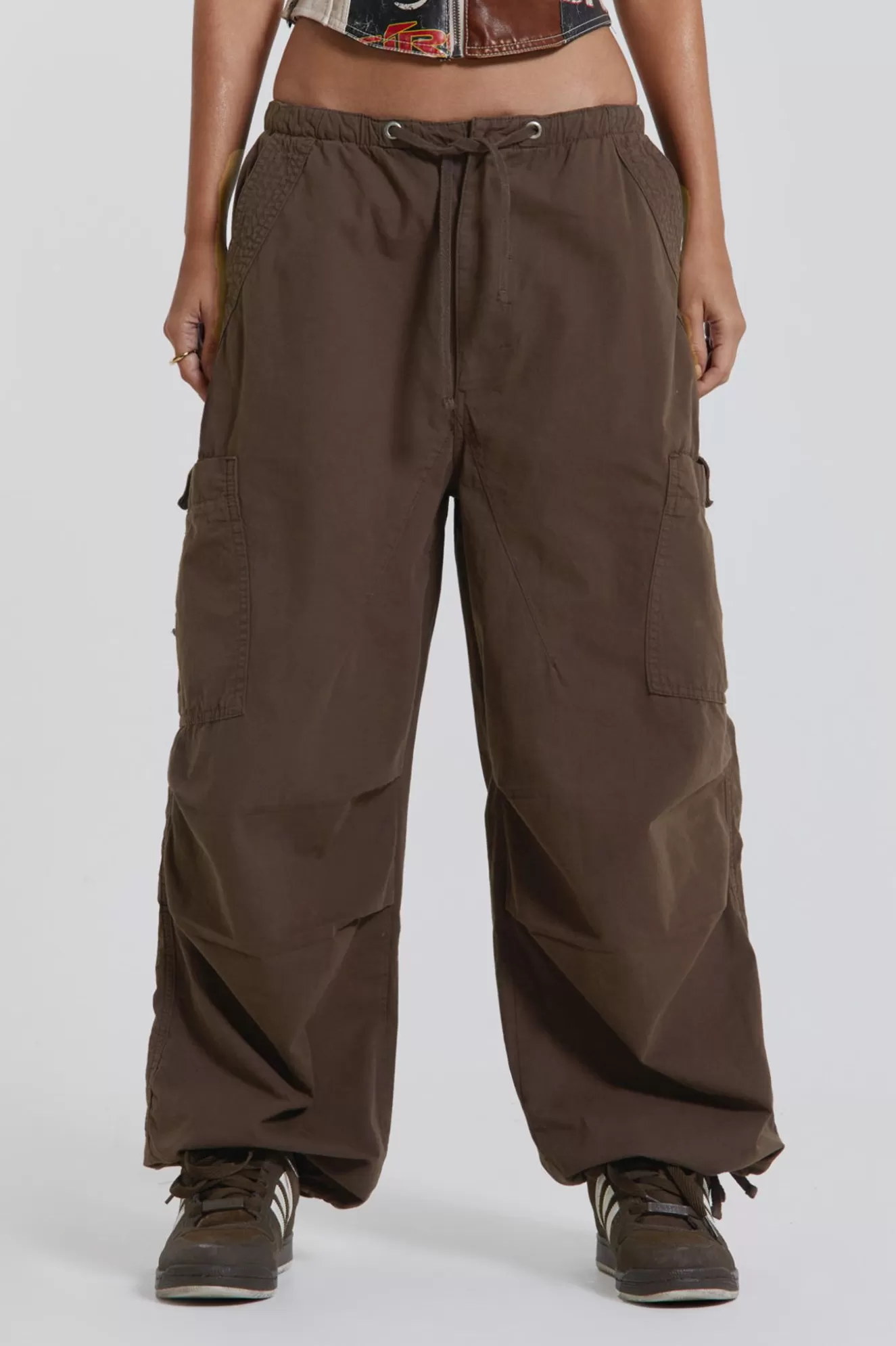 New Brown Parachute Cargo Pants Women Trousers & Pants