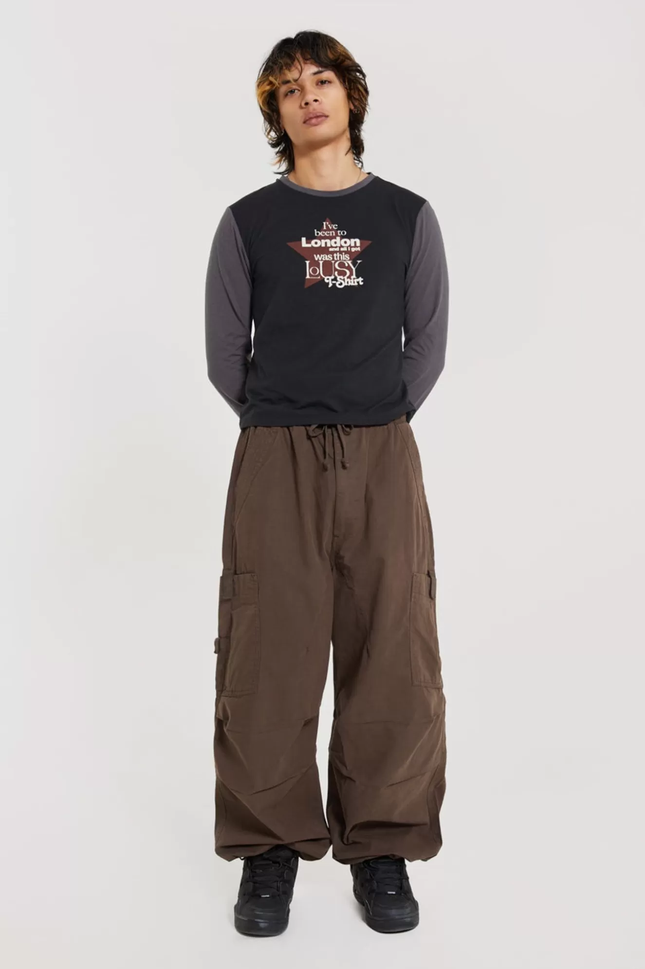 Best Brown Parachute Cargo Pants Men Parachute Pants