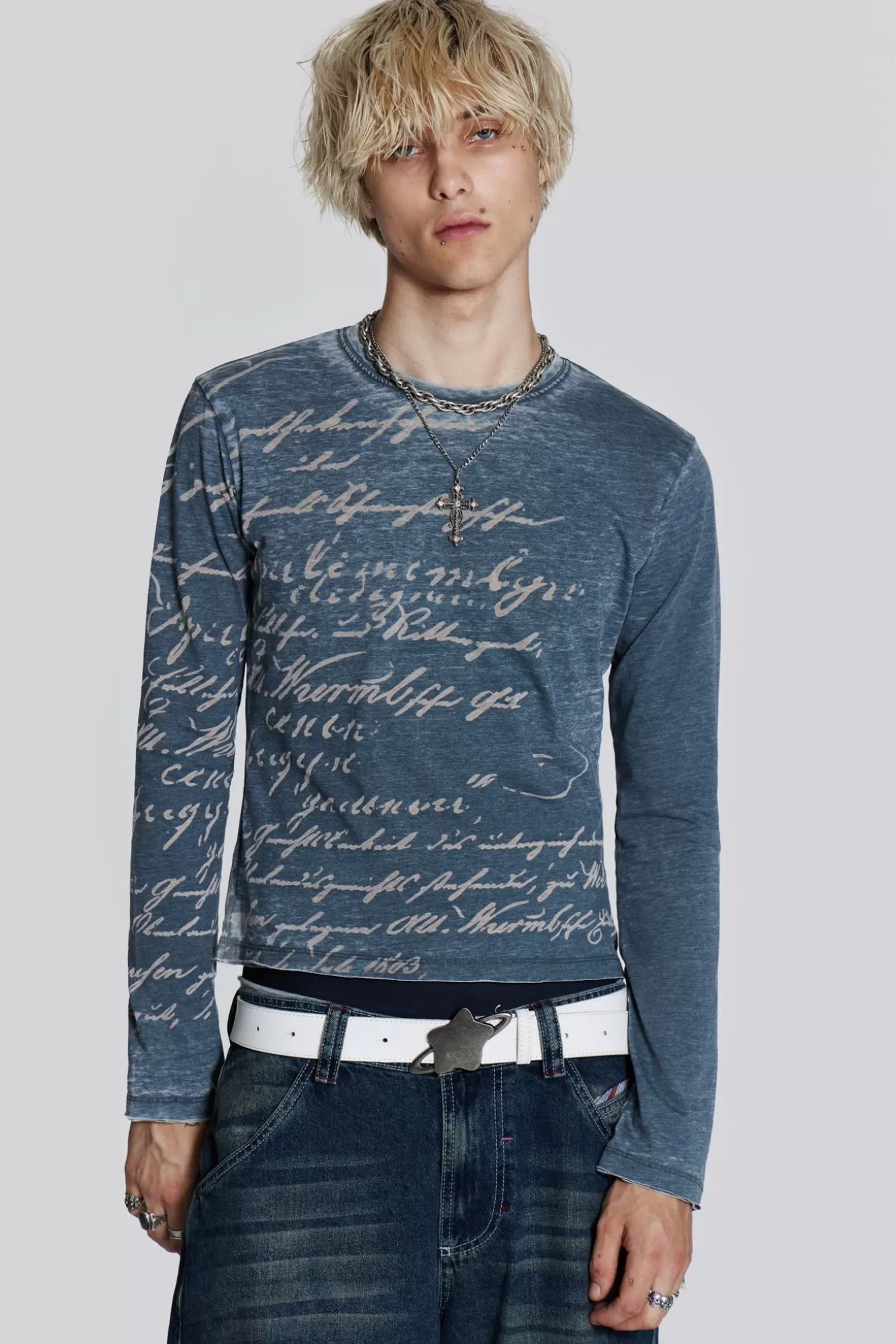 Best Burnout Handwritten Long Sleeve Tee Men T-Shirts