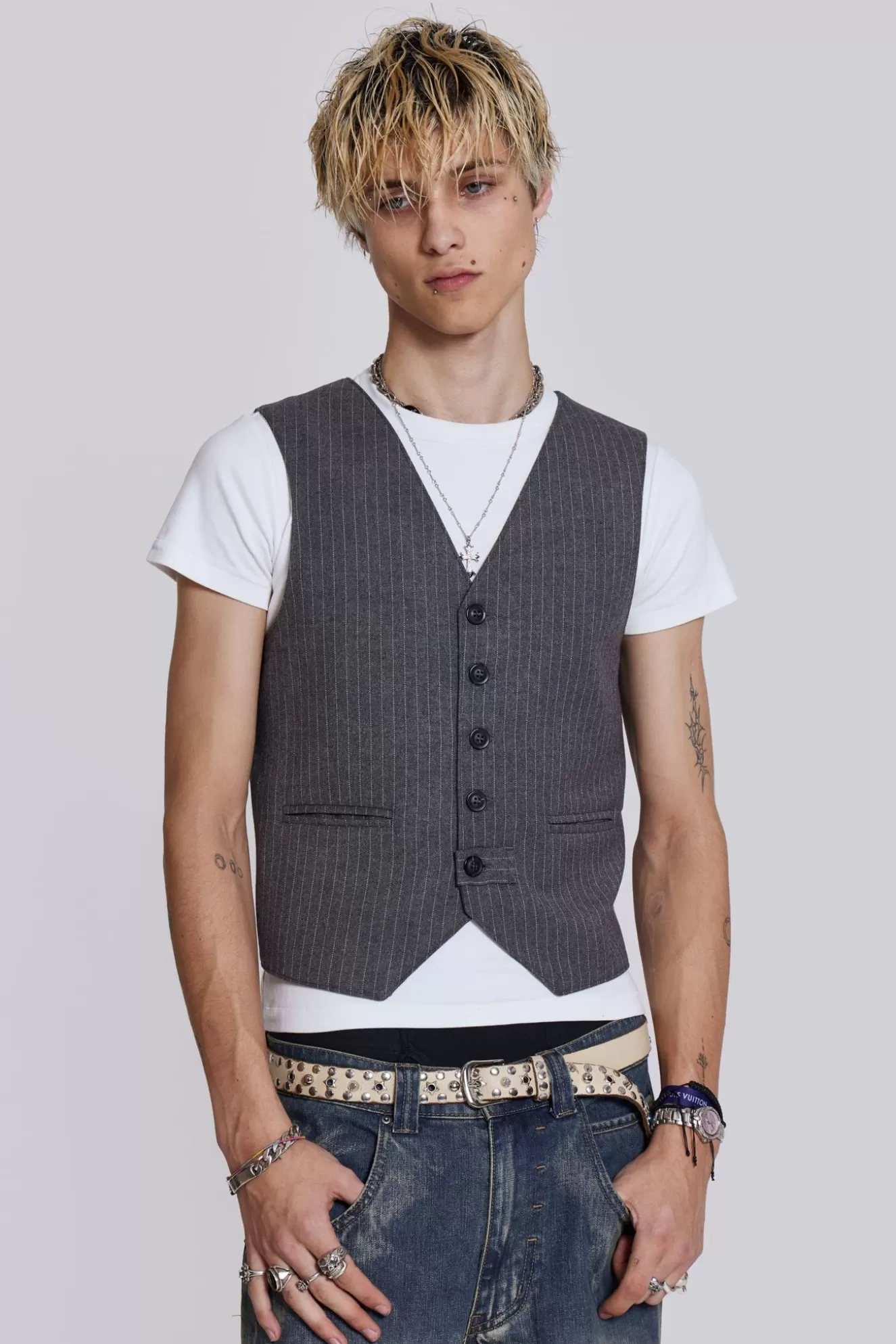 Hot Corey Pinstripe Waistcoat Men Outerwear