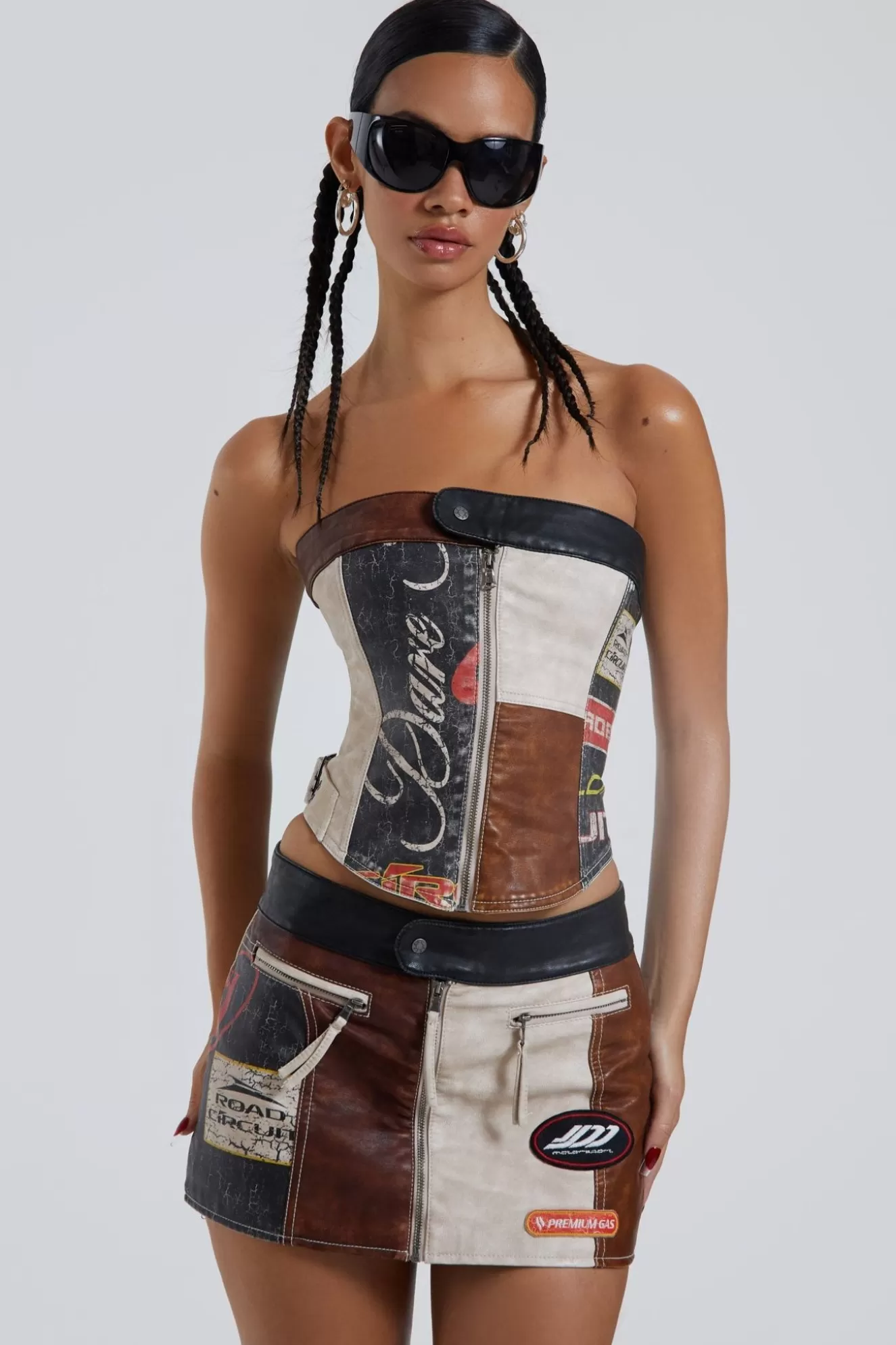 Hot Daytona Vegan Leather Corset Top Women Co-Ords