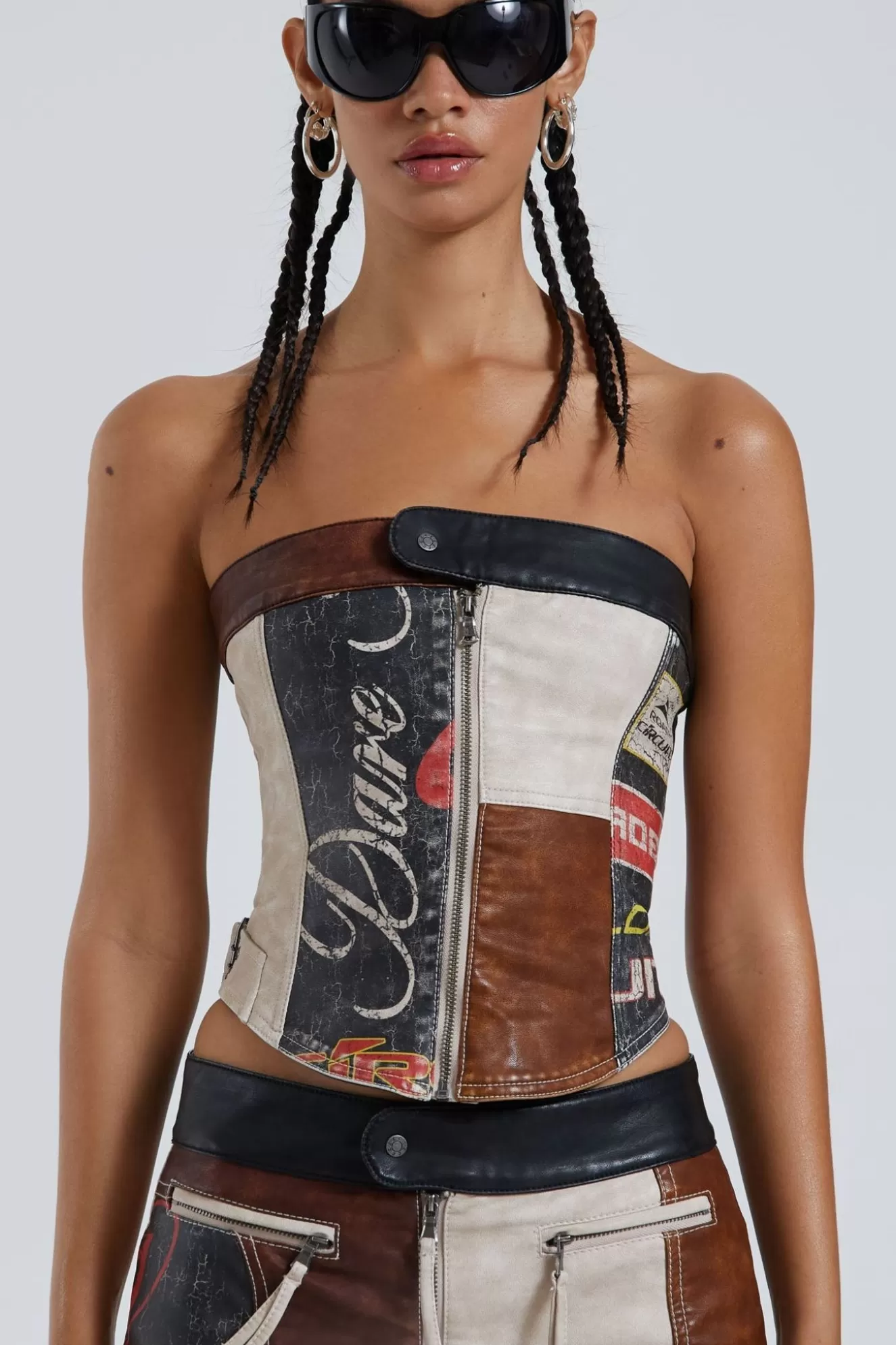 Hot Daytona Vegan Leather Corset Top Women Co-Ords