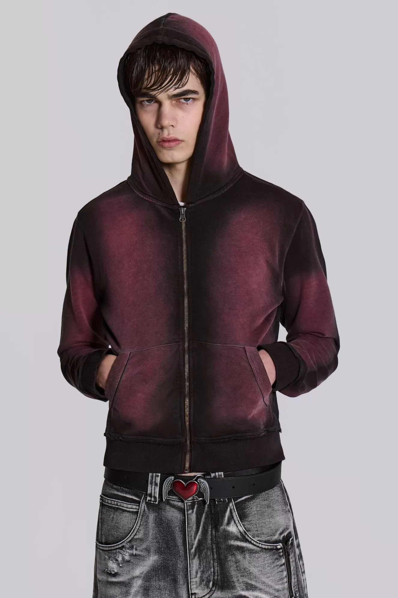 Clearance Deep Red Fade Mini Monster Hoodie Men Hoodies & Sweatshirts