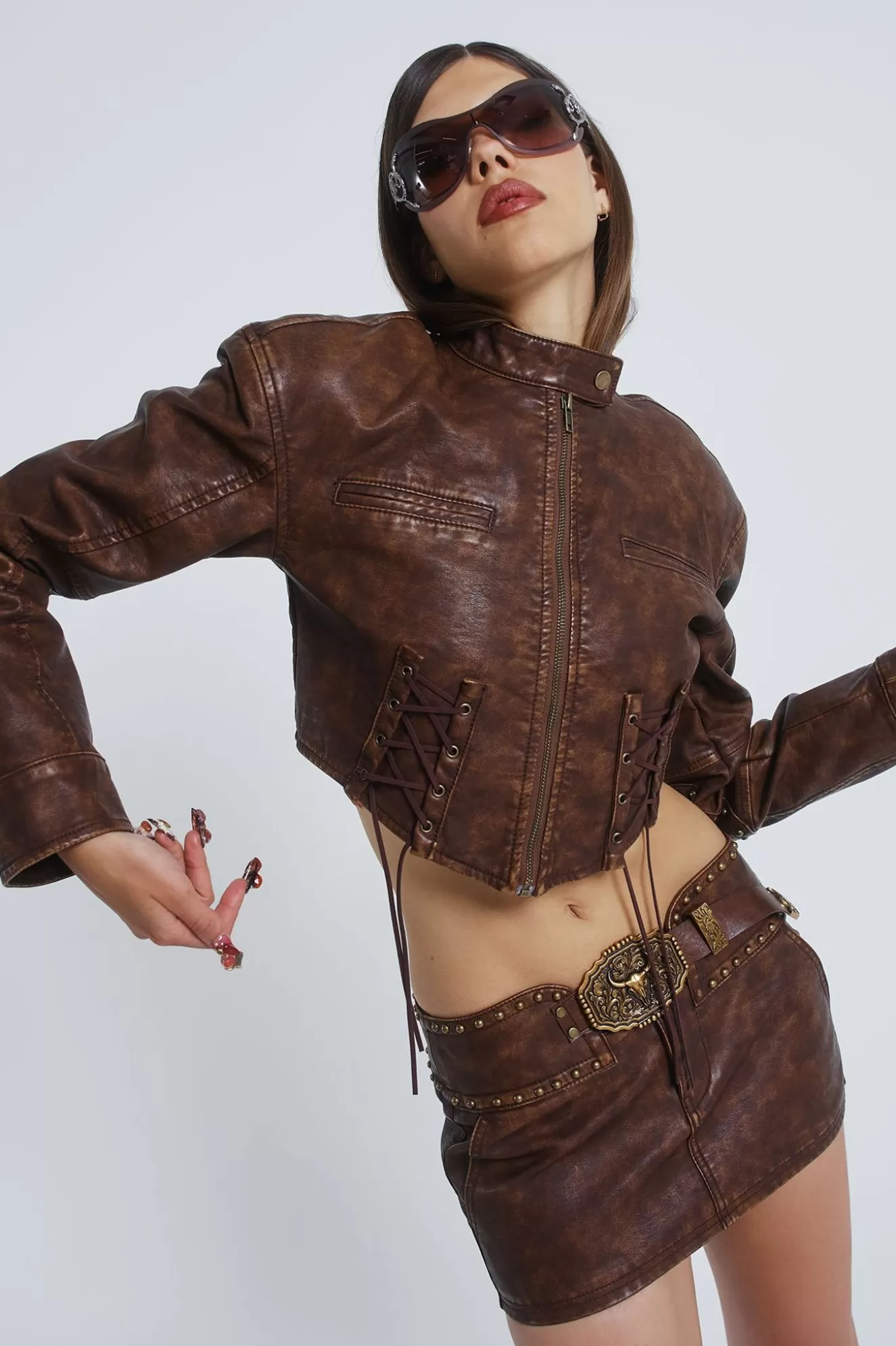 Shop Easy Rider Faux Leather Jacket Women Outerwear