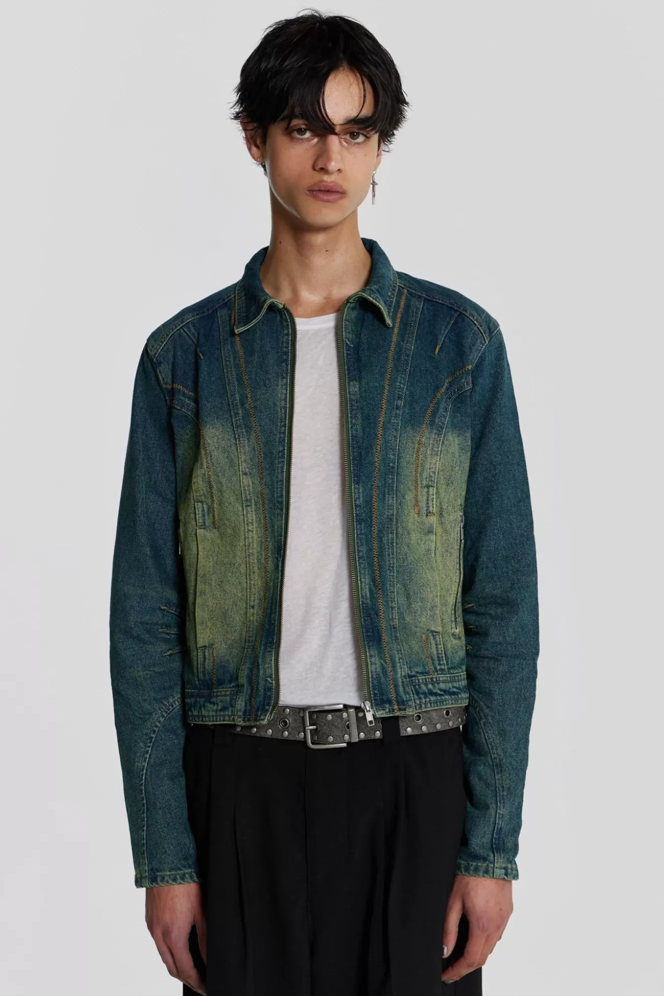 Online Exhaust Sandblast Denim Jacket Men Outerwear