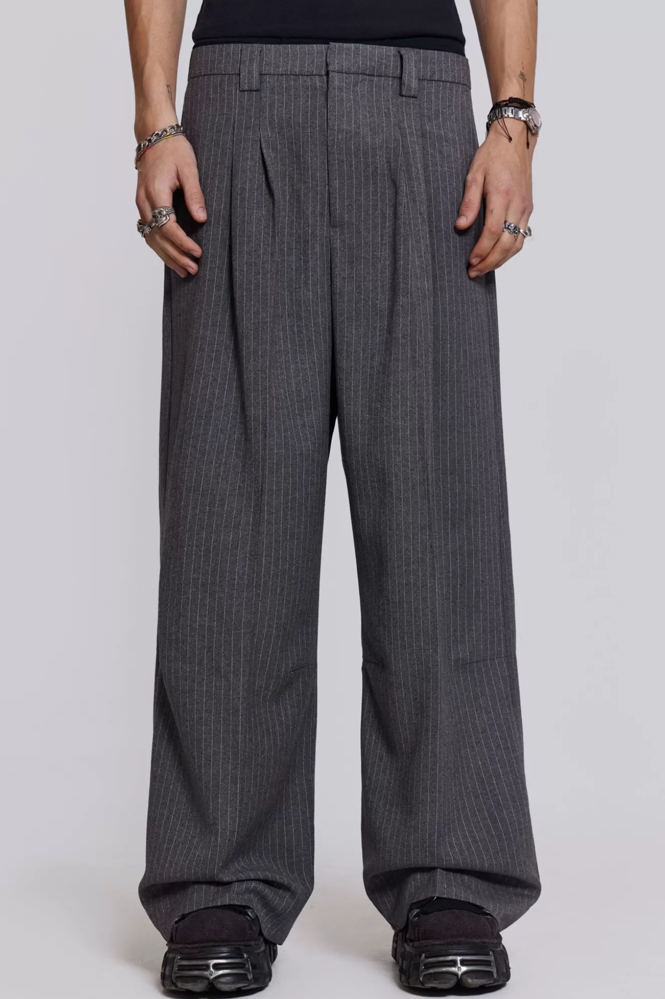 Best Goliath Light Grey Pinstripe Suit Pants Men Trousers & Pants