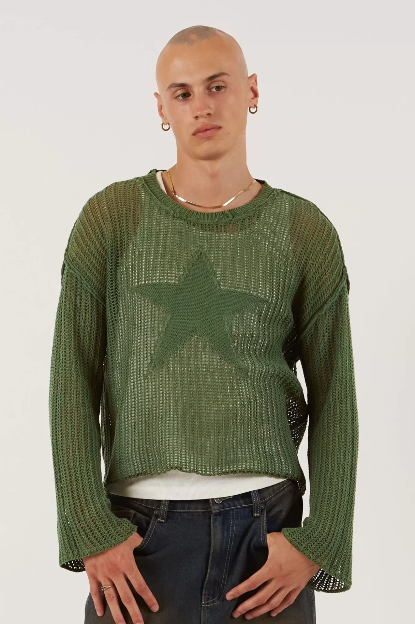 Clearance Green Nebula Jumper Men Knitwear