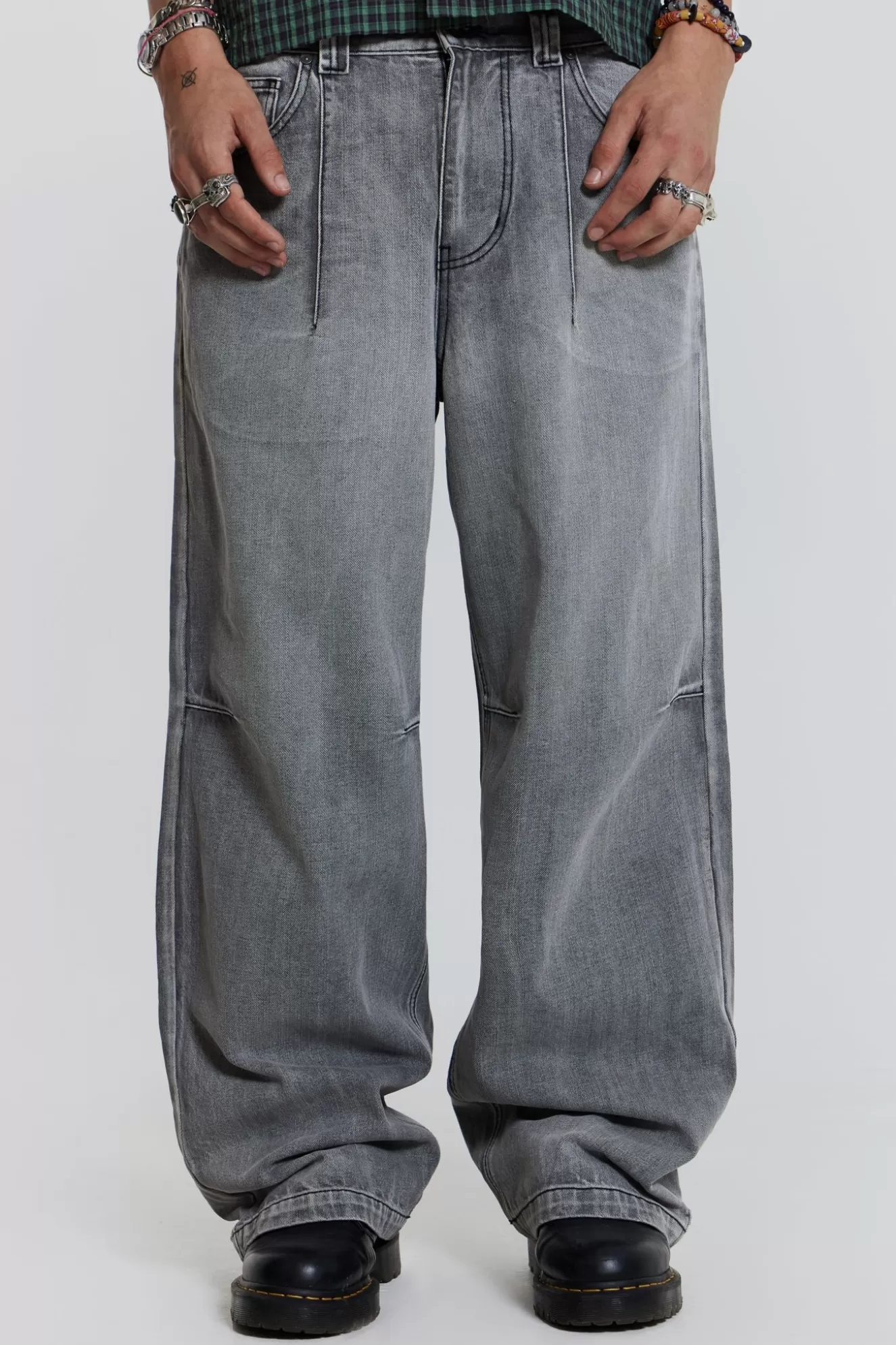 Store Grey Acid Razor Jeans Men Baggy Jeans