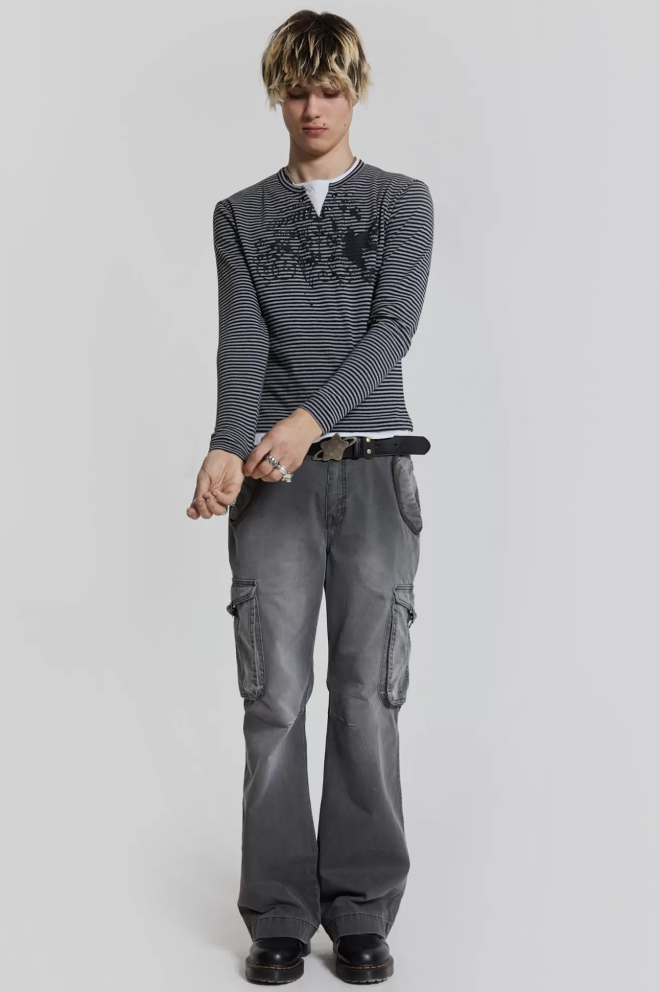 Best Grey Slub Denim Cargos Men Cargo Pants