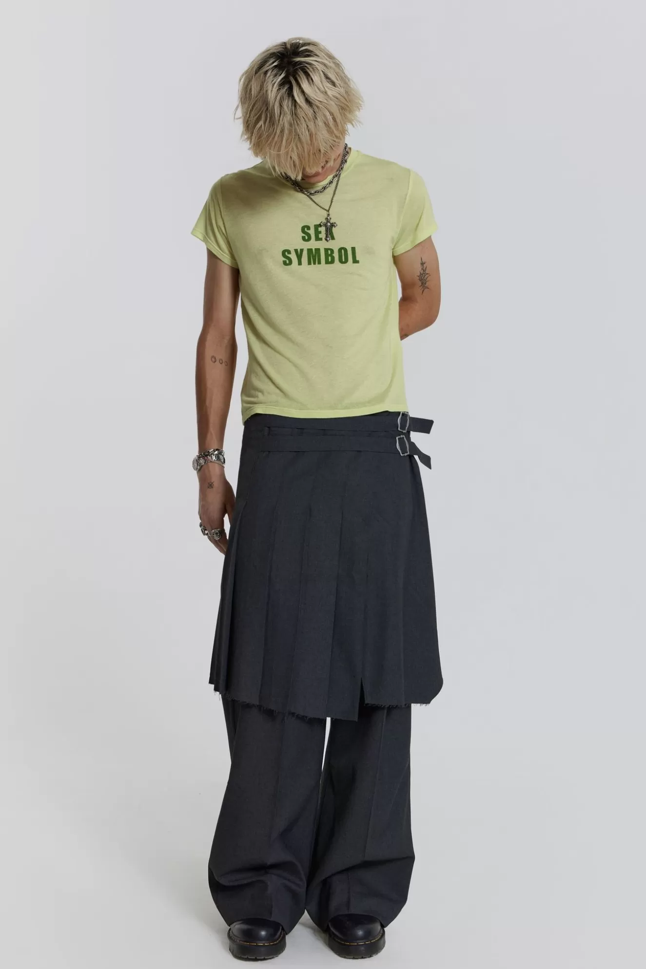 Clearance Grey Steel Pleated Skirt Men Kilts