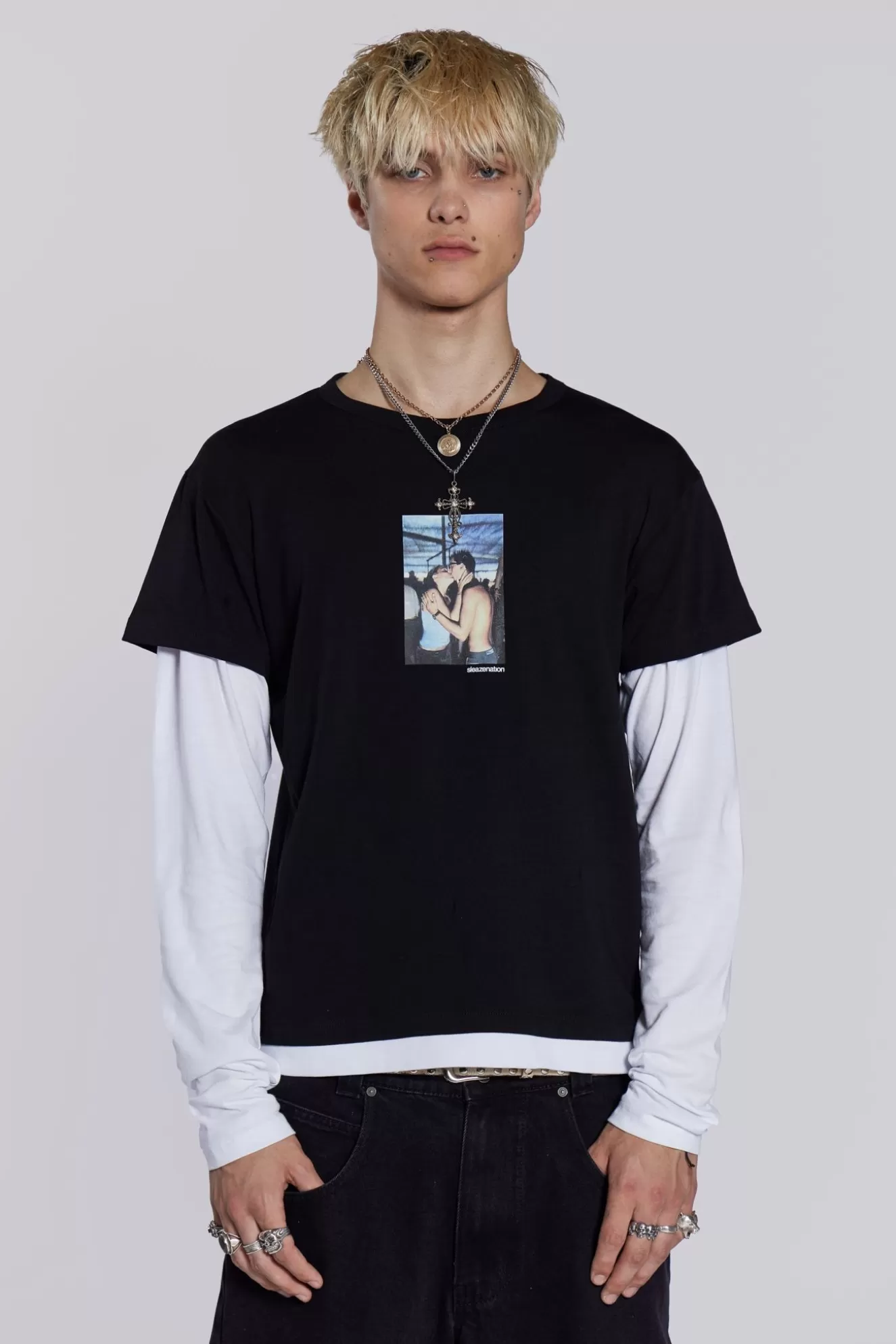 Online Ibiza Kiss Double Layer Tee Men T-Shirts