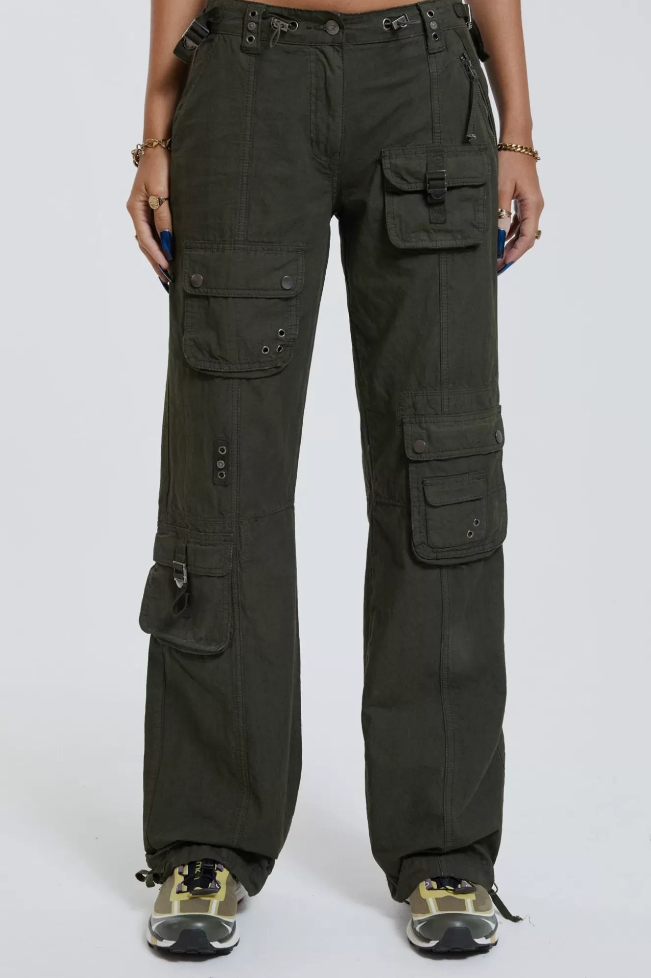 Online Khaki Low Rise Cargo Pants Women Trousers & Pants