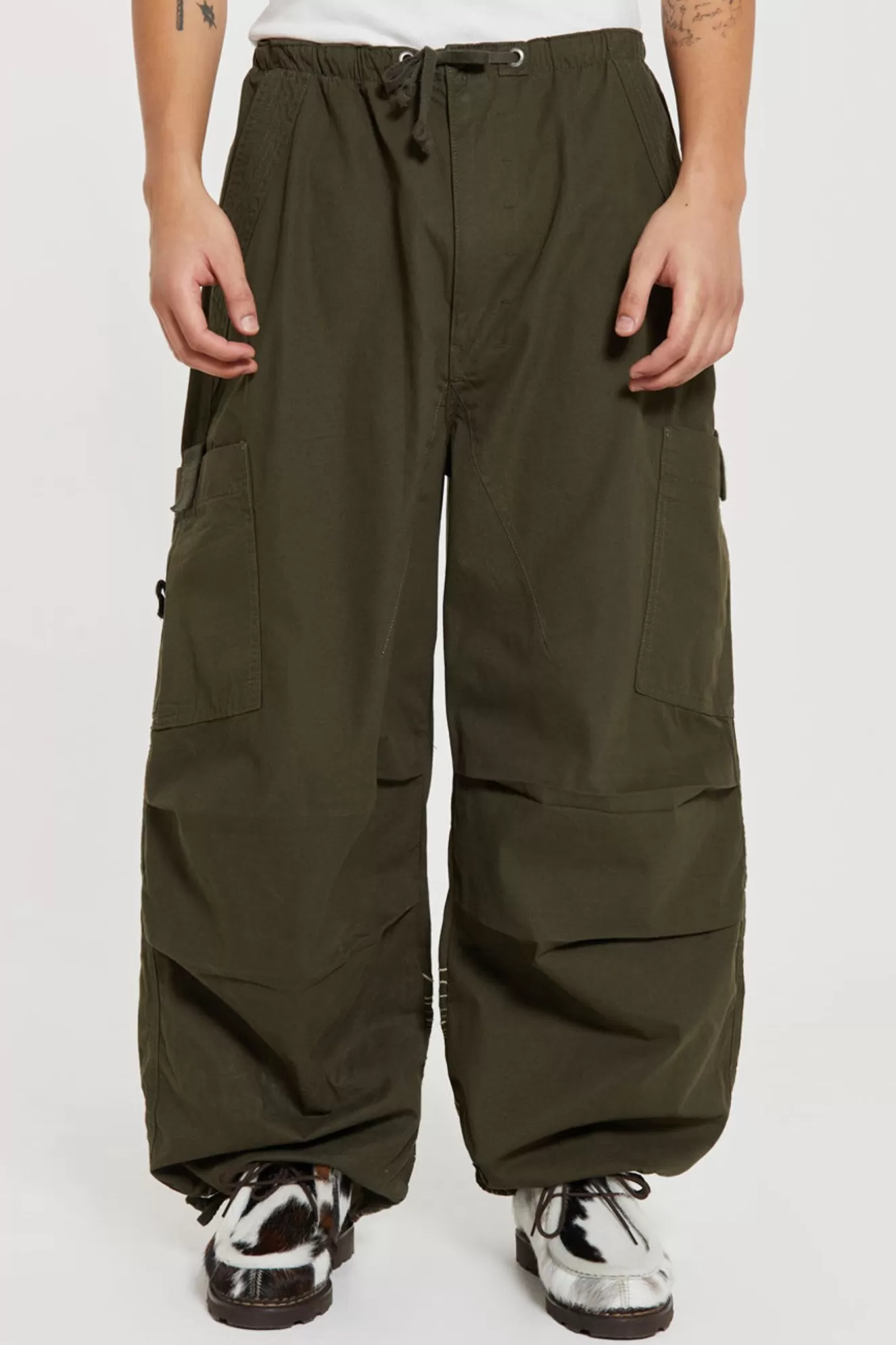 Best Khaki Topograph Parachute Pants Men Parachute Pants