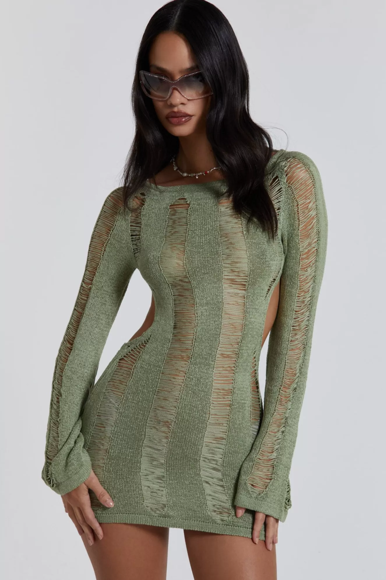 Sale Khaki Umbra Mini Dress Women Mini Dresses