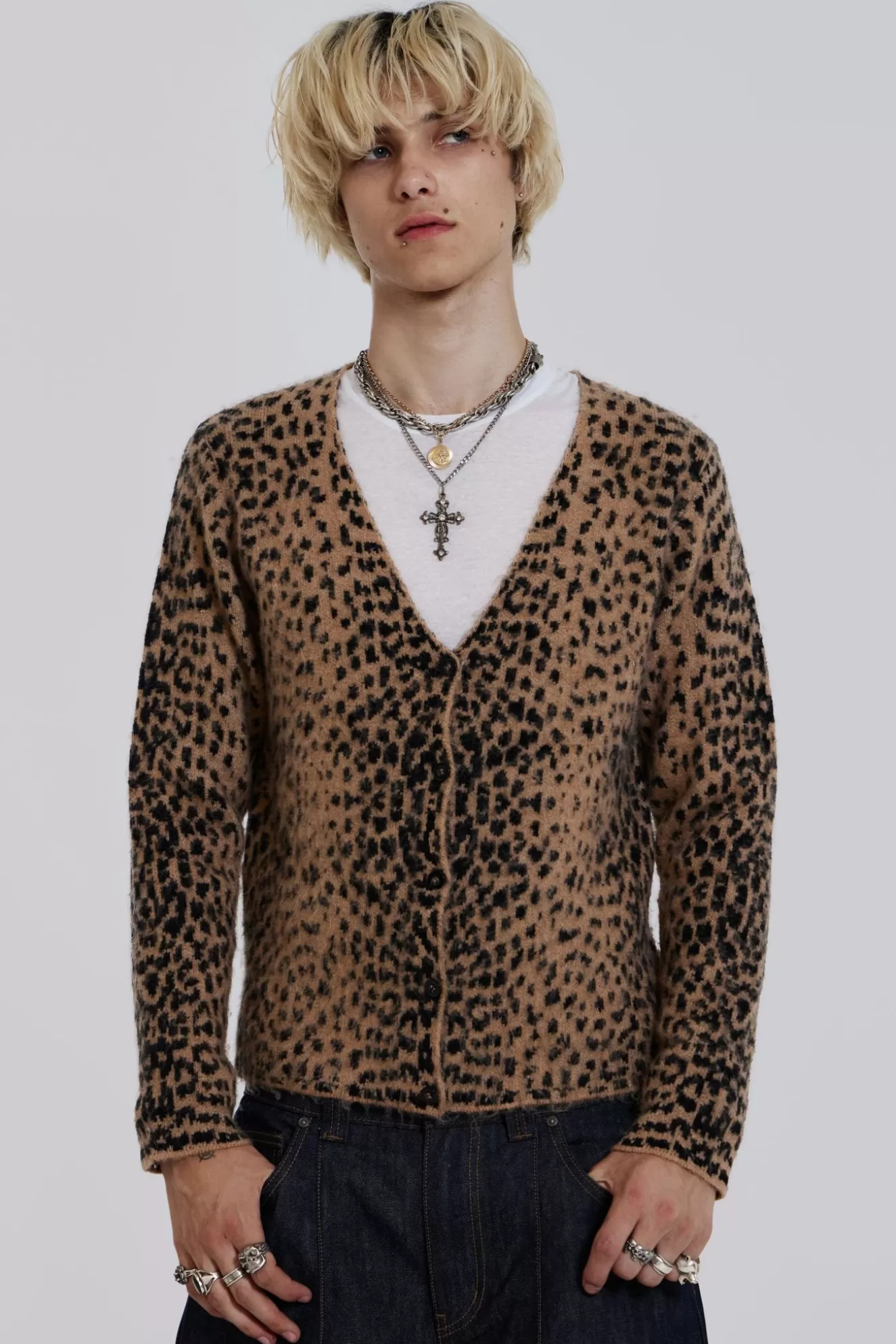 Outlet Leopard Chuck Cardigan Men Knitwear