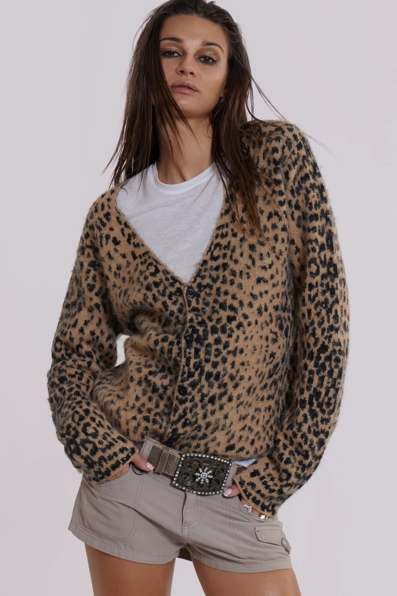 Online Leopard Chuck Cardigan Women Knitwear