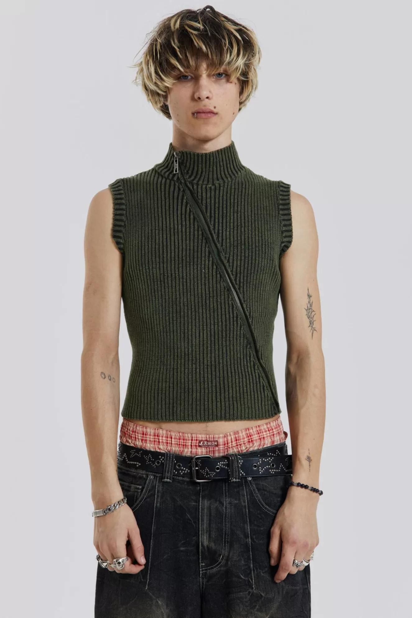 Discount Lure Asymmetric Knit Men Vests