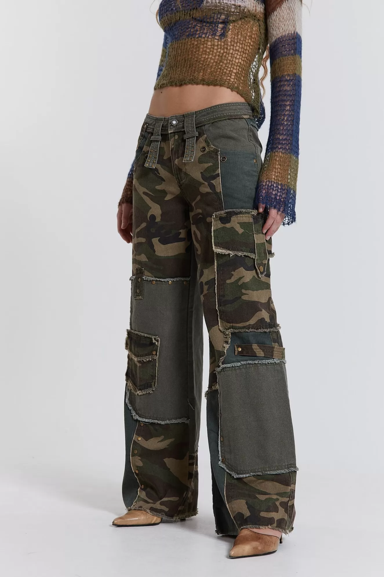 Shop Magna Camo Distressed Patchwork Jeans Women Jeans