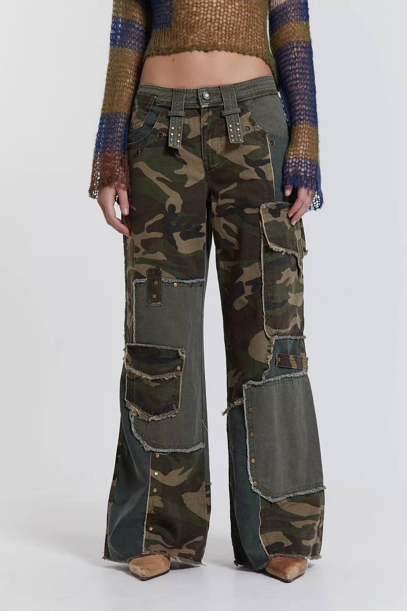 Shop Magna Camo Distressed Patchwork Jeans Women Jeans