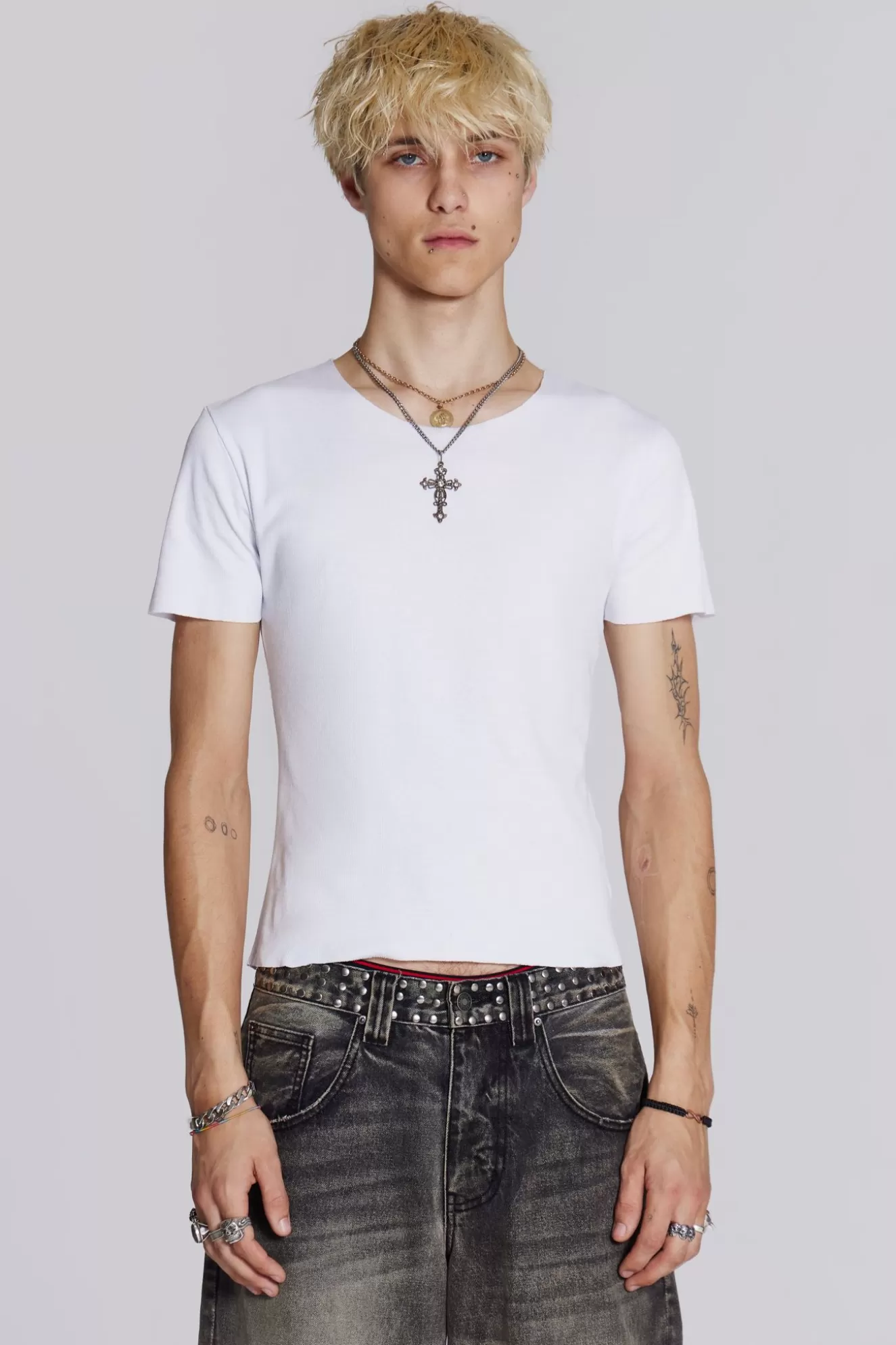 New Ntrls White Rib Tee Men T-Shirts