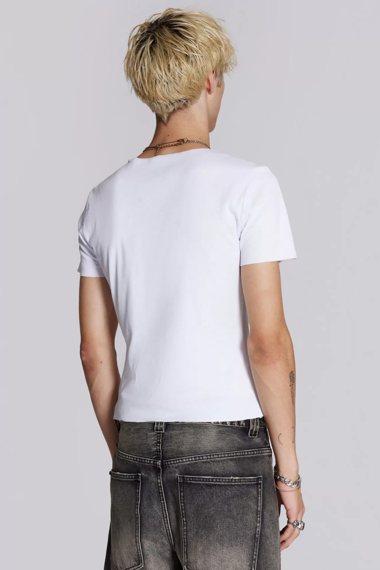 New Ntrls White Rib Tee Men T-Shirts