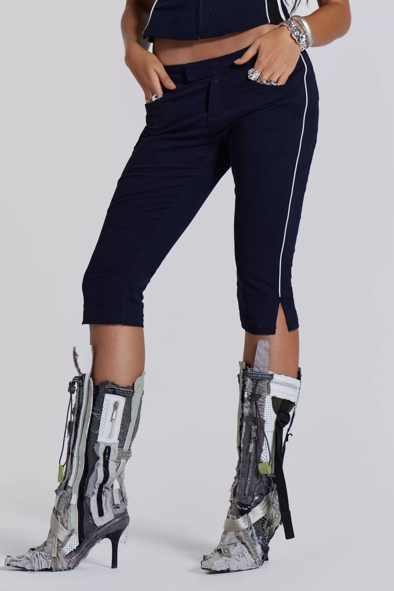 Fashion Racer Capri Trousers In Navy Women Co-Ords