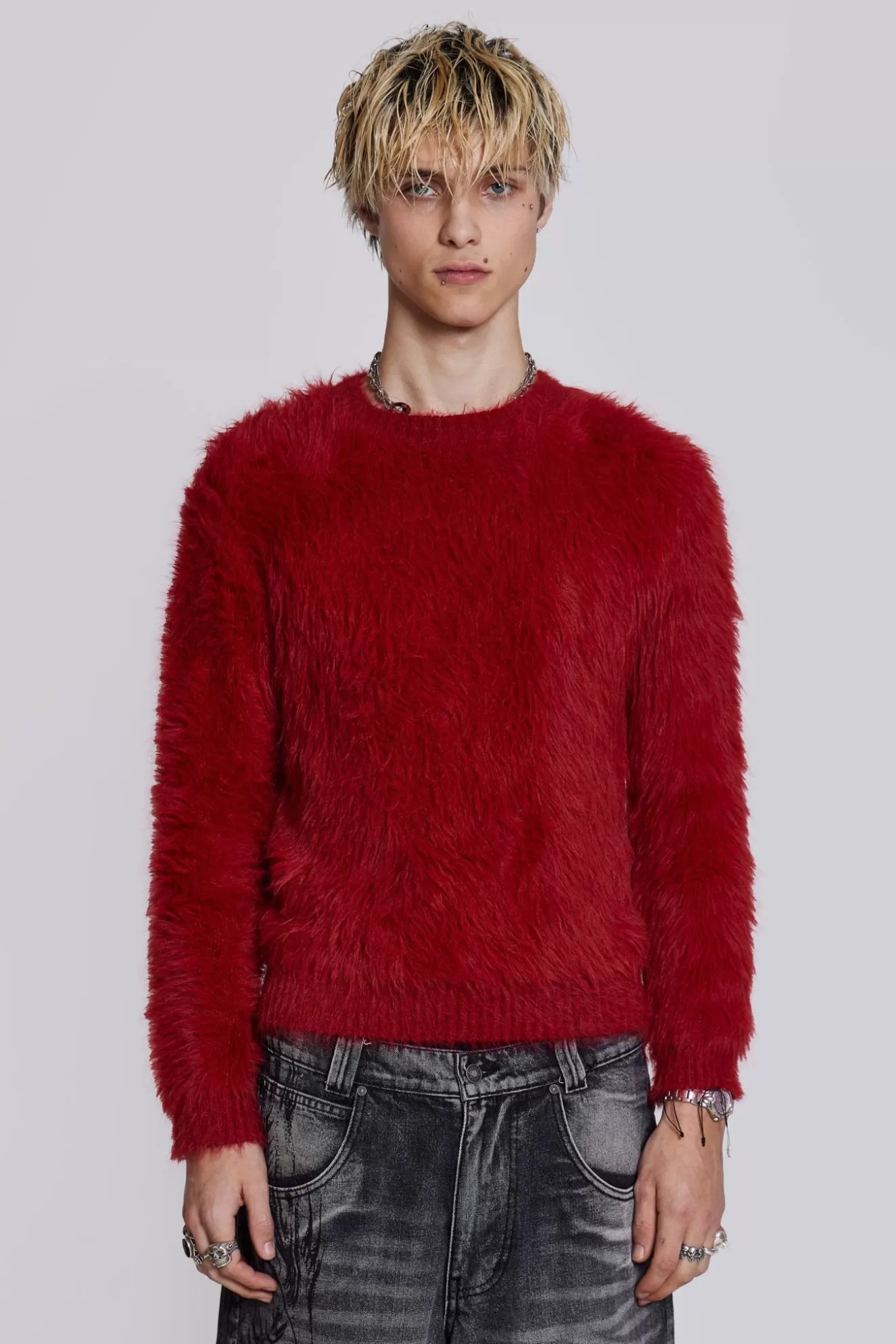 Sale Red Ominous Knit Jumper Men Knitwear