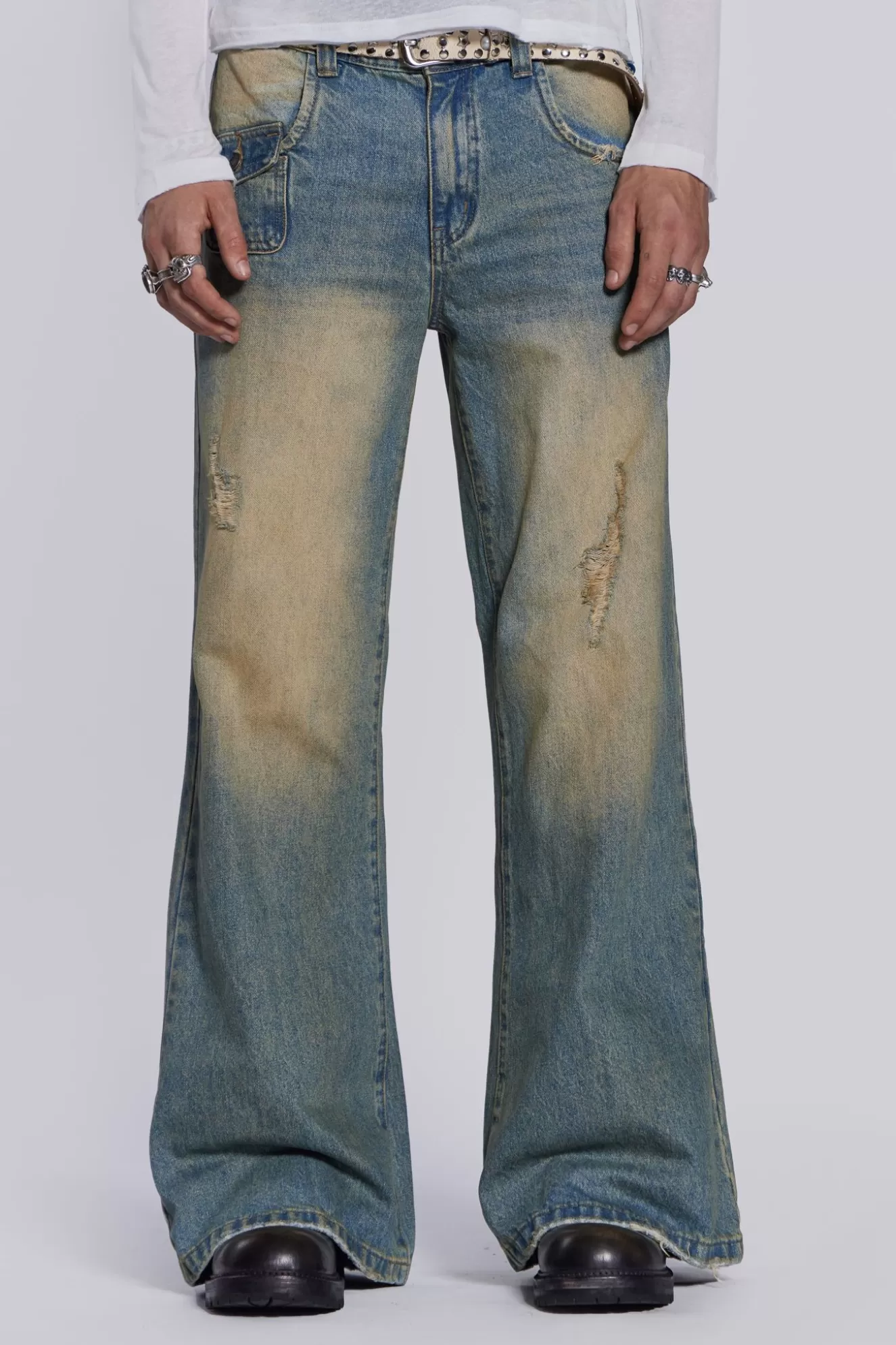 Store Sandwash Blaze Jeans Men Bootcut Jeans