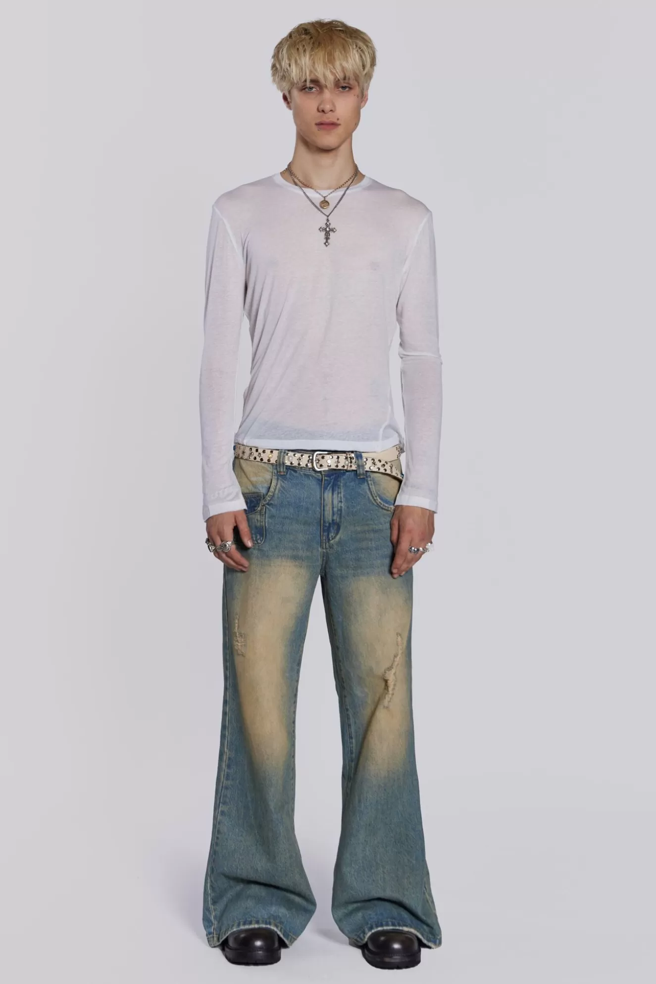 Store Sandwash Blaze Jeans Men Bootcut Jeans