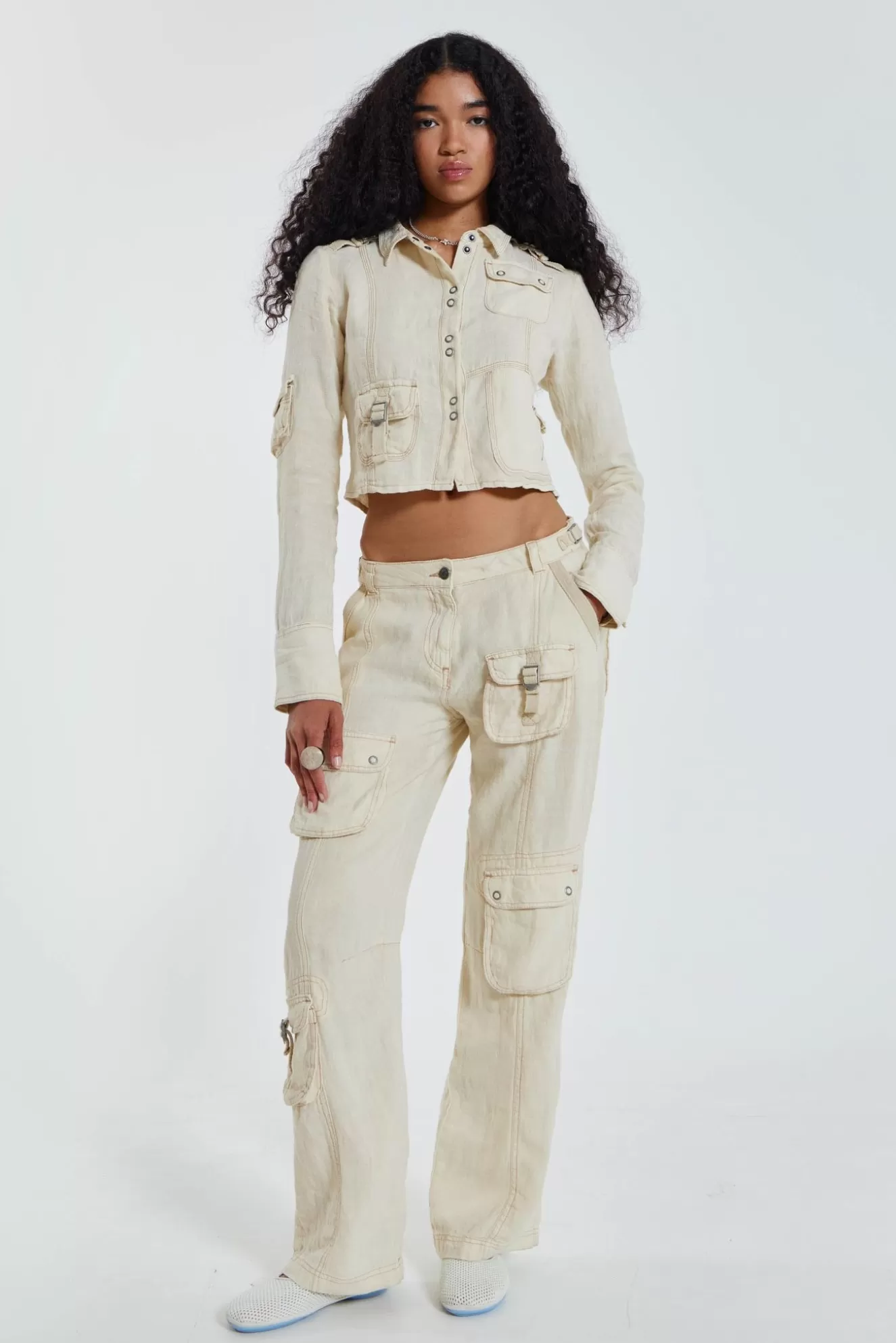 Online Santal Linen Cargo Trousers Women Co-Ords