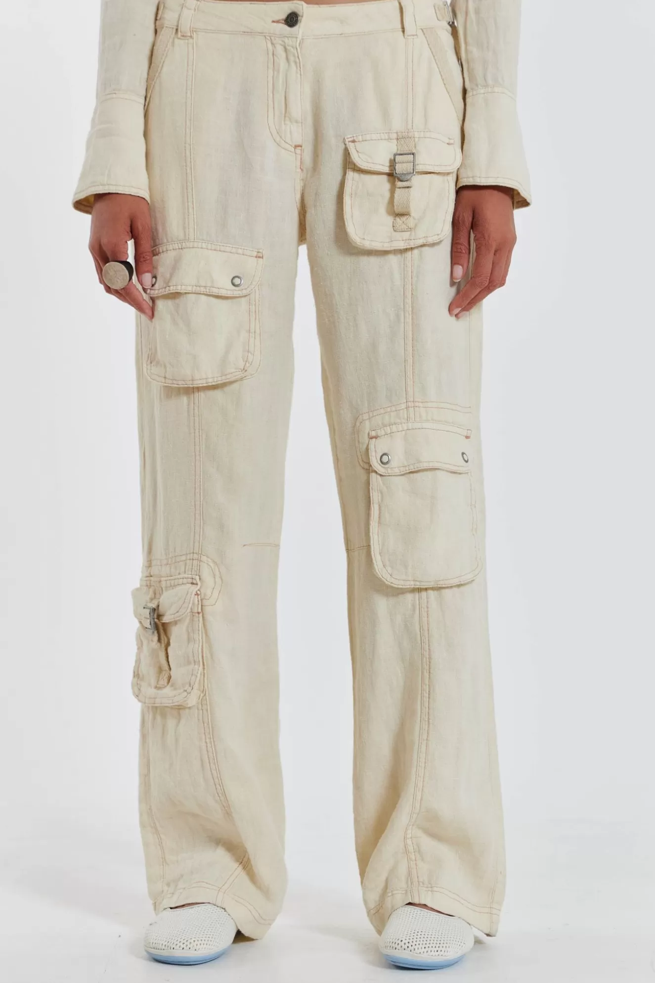 Online Santal Linen Cargo Trousers Women Co-Ords