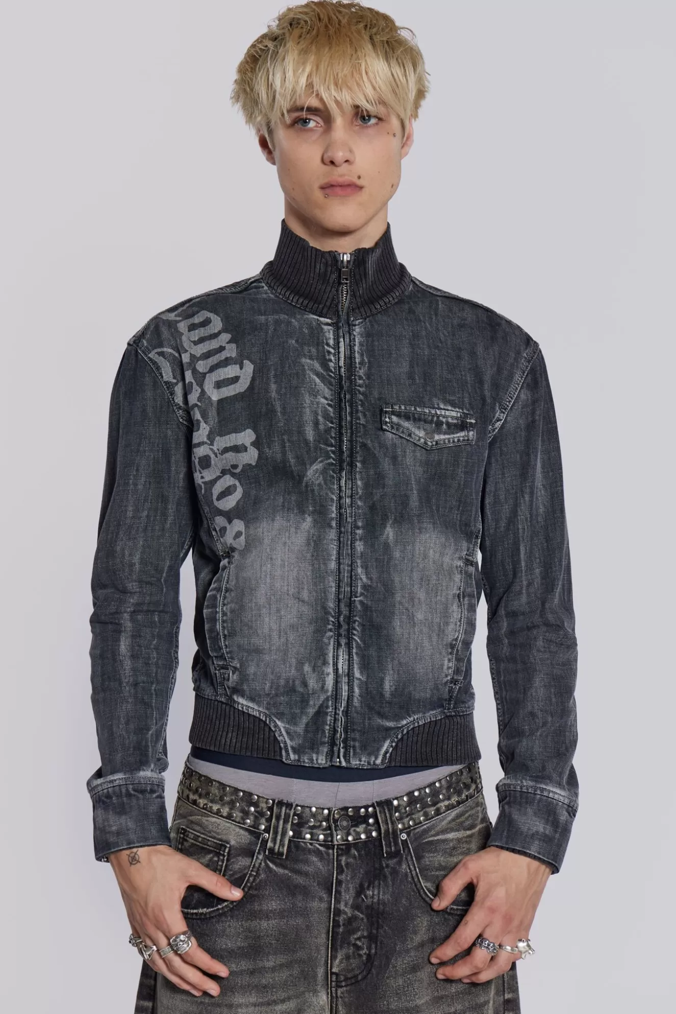 Discount Smoke Denim Bomber Men Outerwear