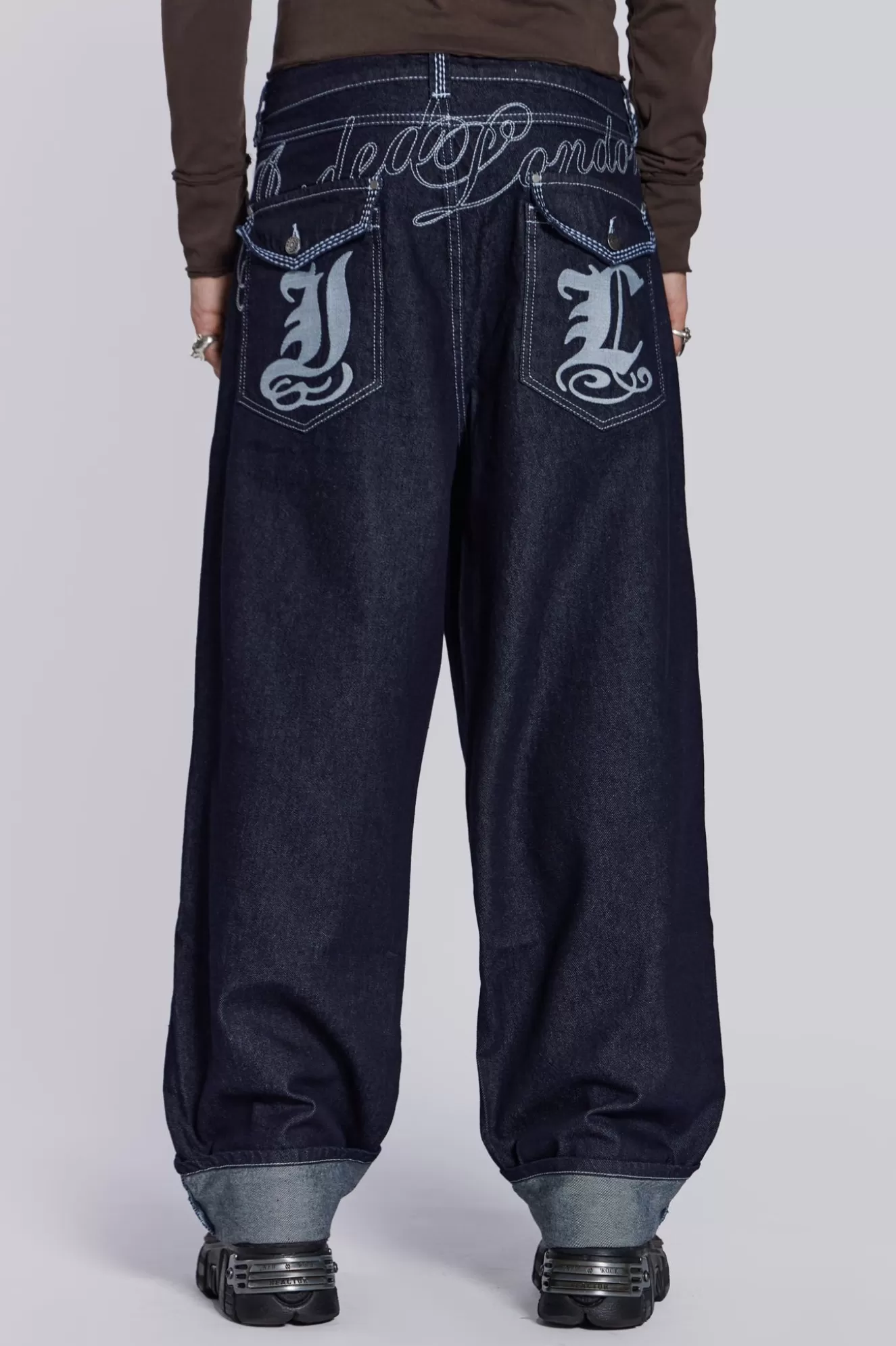 Fashion Sonic Embroidered Baggy Jeans Men Baggy Jeans