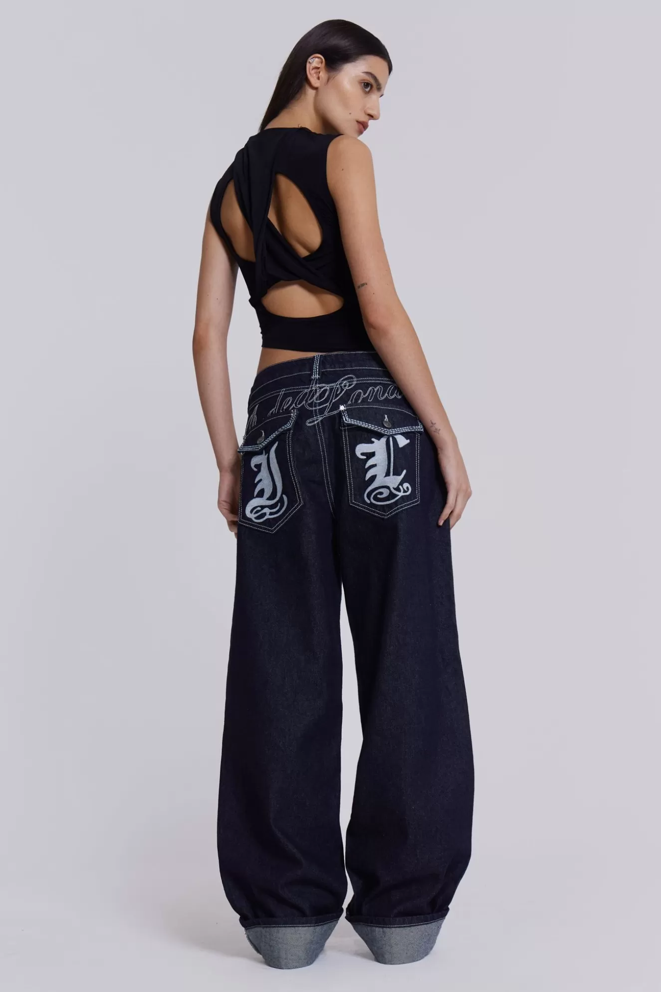 Clearance Sonic Embroidered Baggy Jeans In Indigo Women Jeans