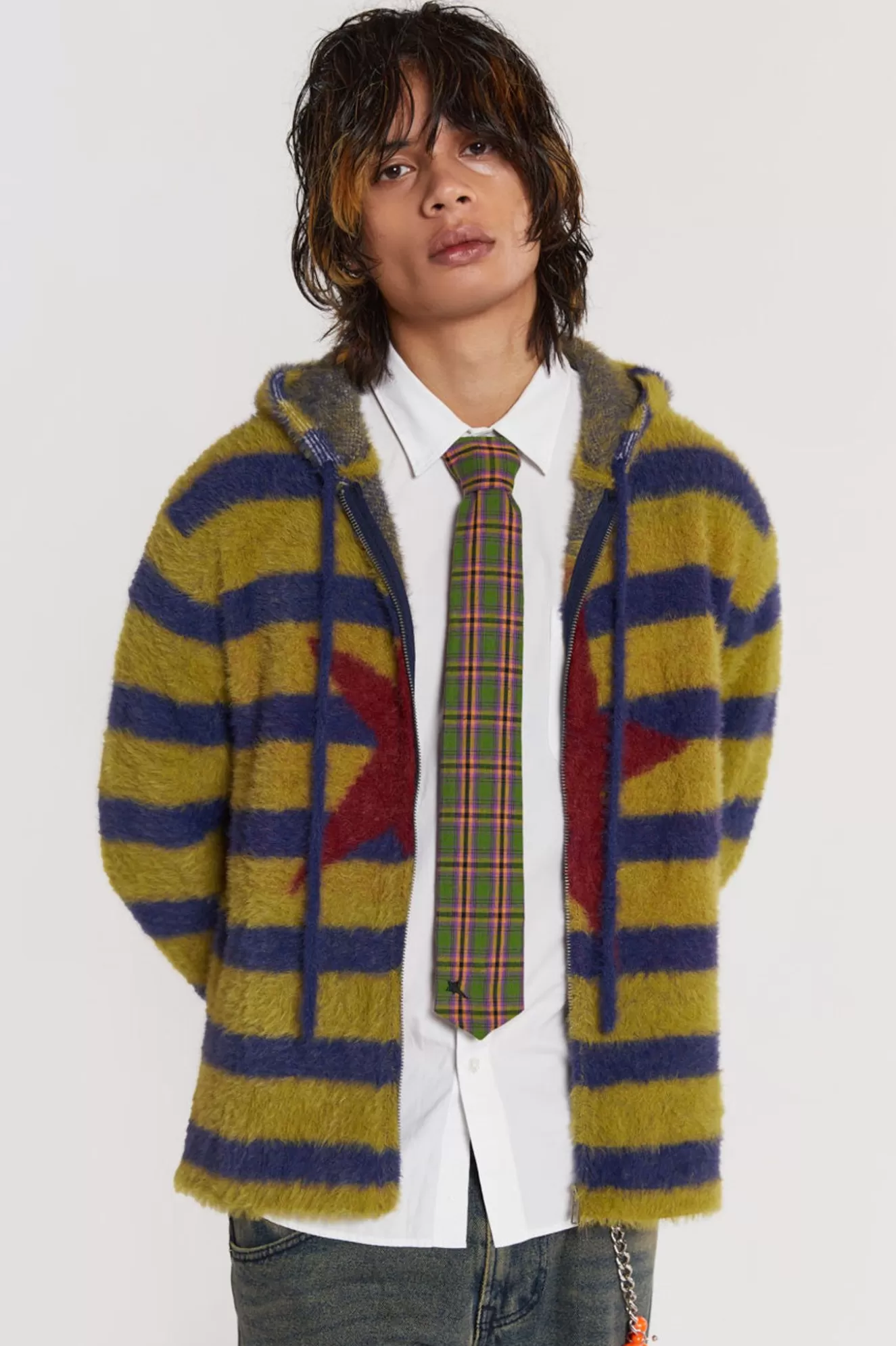 Sale Sonic Stripe Knit Hoodie Men Outerwear