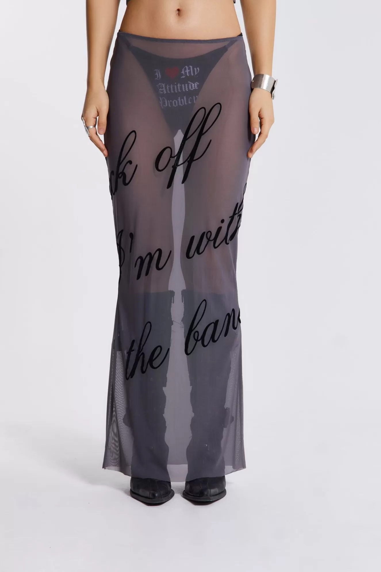 New Spoiled Rotten Mesh Maxi Skirt Women Maxi Skirts