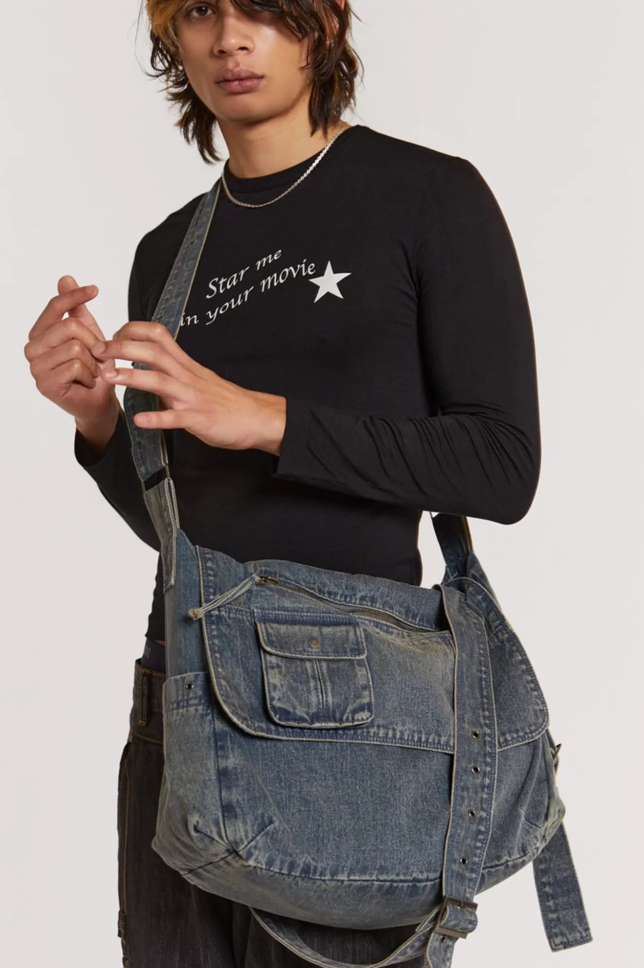 Online Stellar Denim Messenger Bag Men Accessories