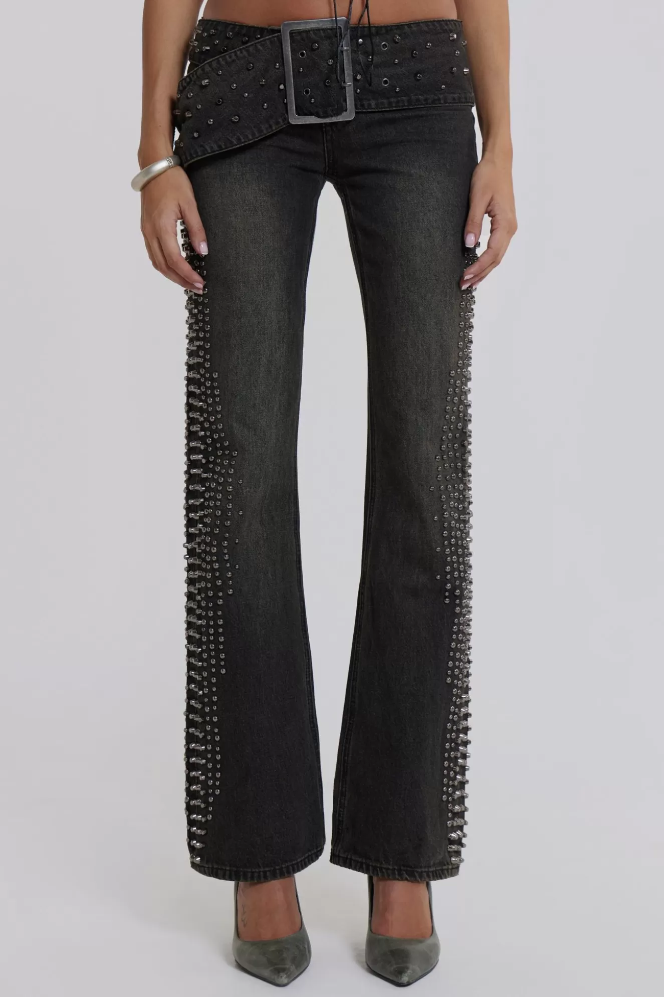 Hot Studded Up Denim Jeans Women Jeans