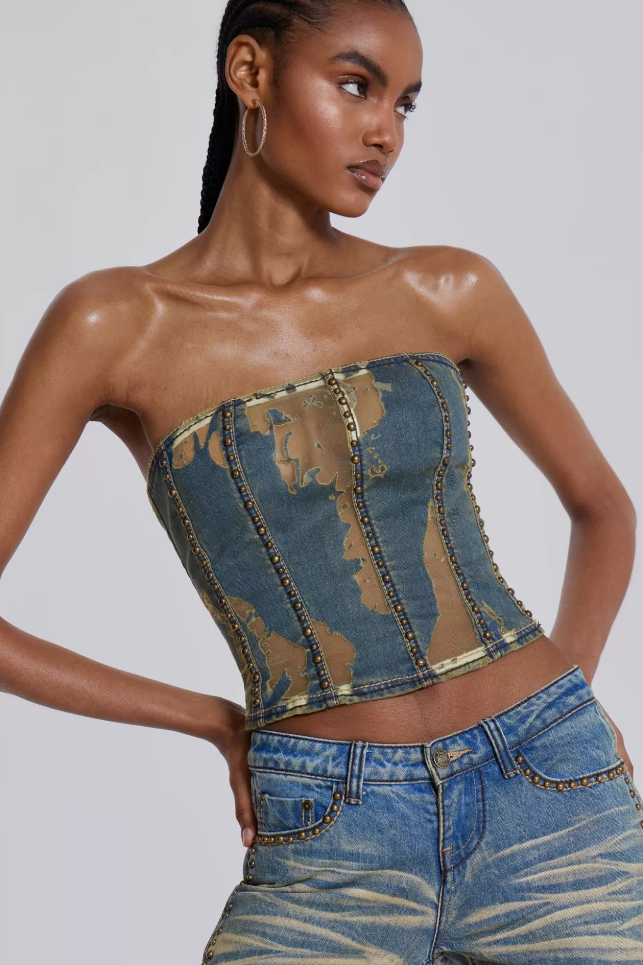 Store Vega Denim Corset Top Women Corsets