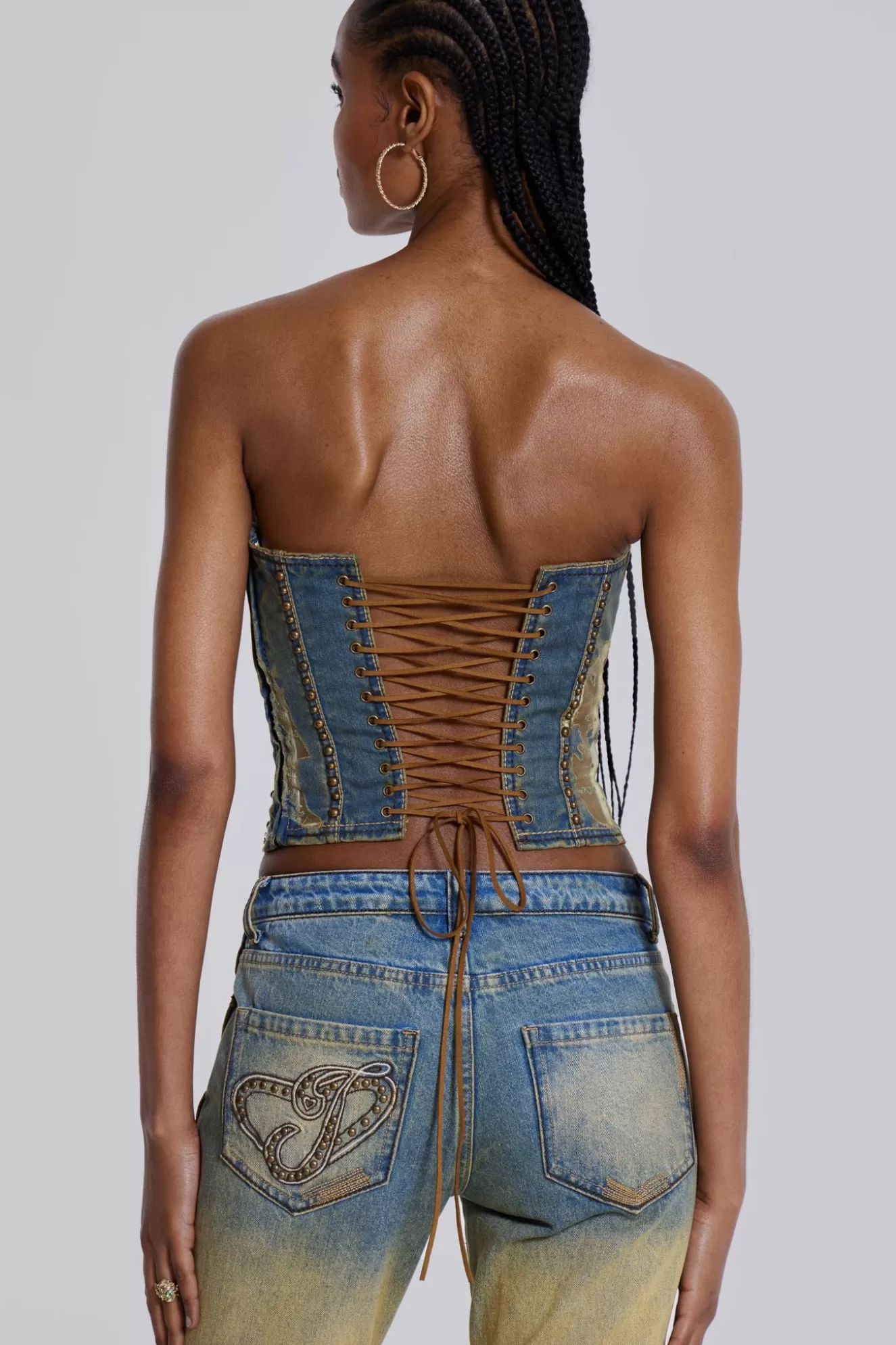 Store Vega Denim Corset Top Women Corsets