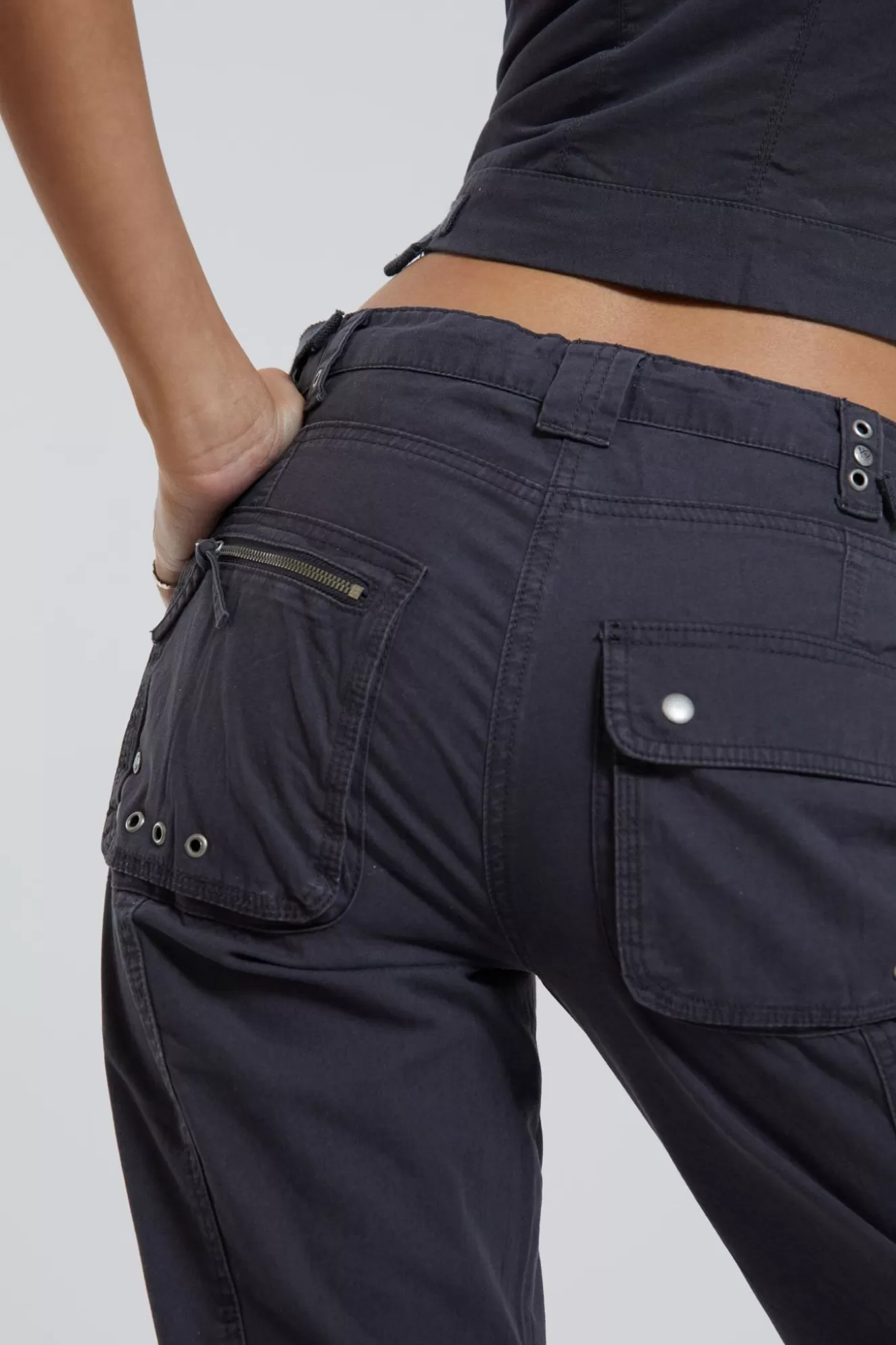 Sale Vintage Grey Low Rise Cargo Pants Women Co-Ords