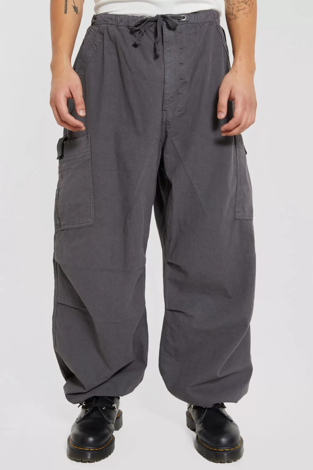 Online Vintage Grey Parachute Cargo Pants Men Parachute Pants
