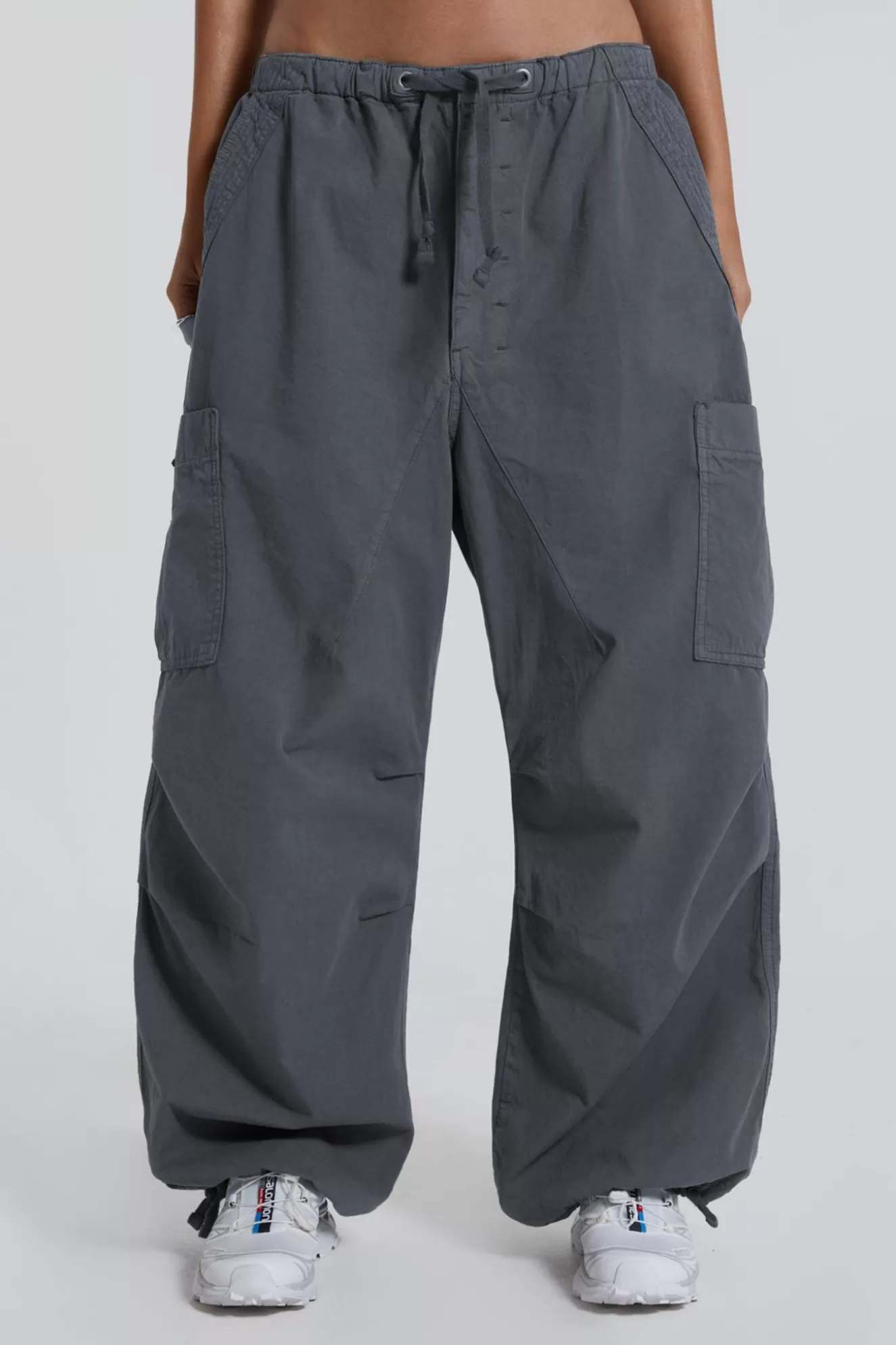 Clearance Vintage Grey Parachute Cargo Pants Women Trousers & Pants